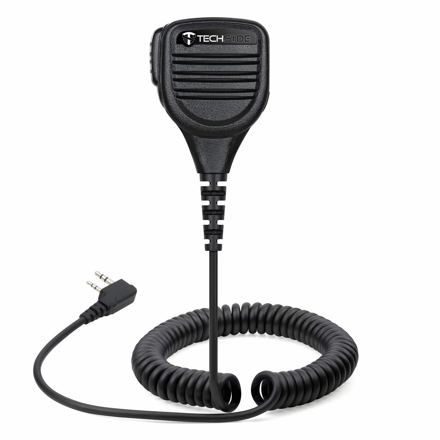 TechSide Microfono Altoparlante Impermeabile IP54 con PTT per Baofeng UV-5R, Compatibile 2 Pin Kenwood Radio Midland G10 G11 Clip 360° Jack 3.5mm