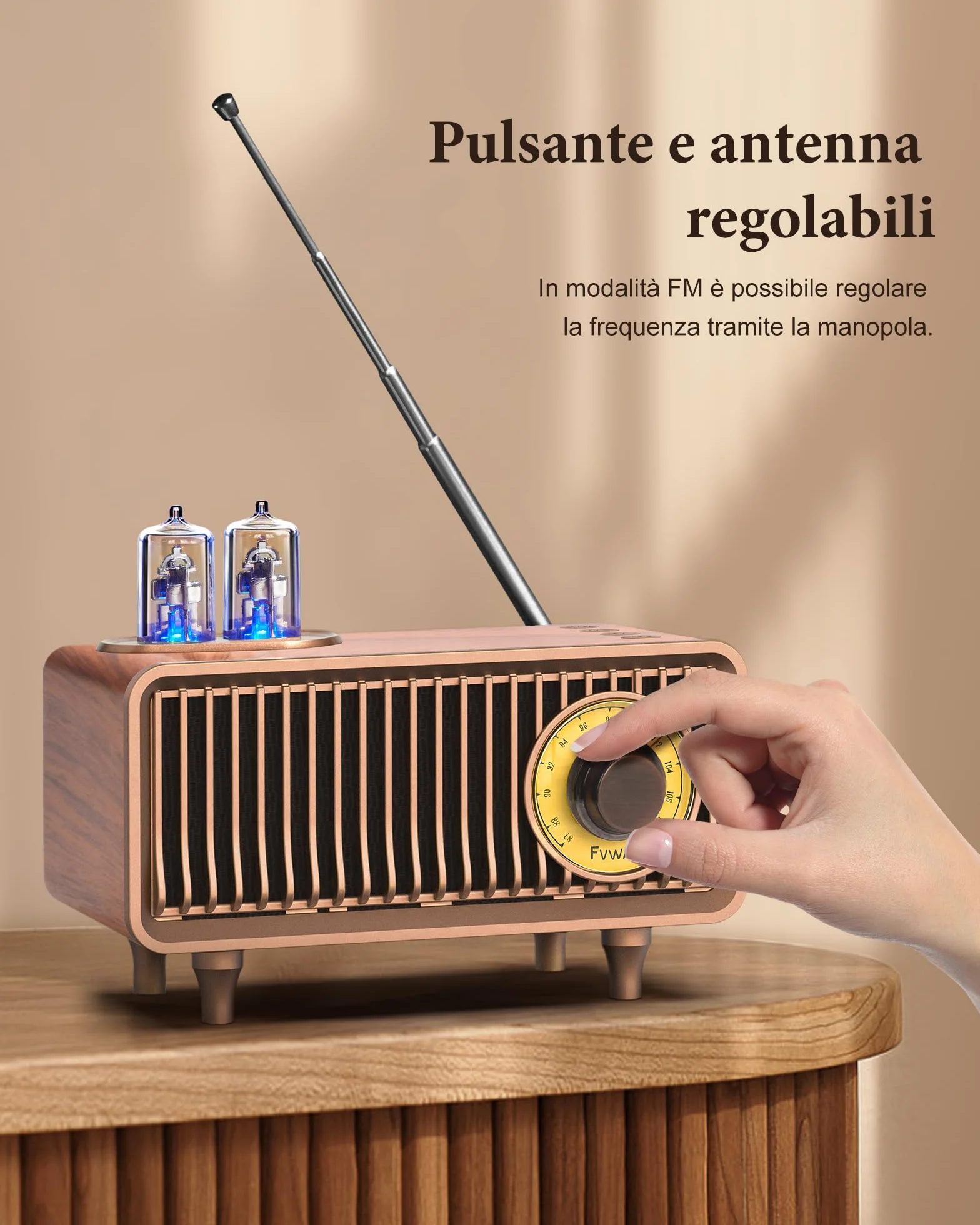 COLSUR Radio Vintage Legno, Radio Portatile Bluetooth AM FM Retrò Ricaricabile 1500mAh