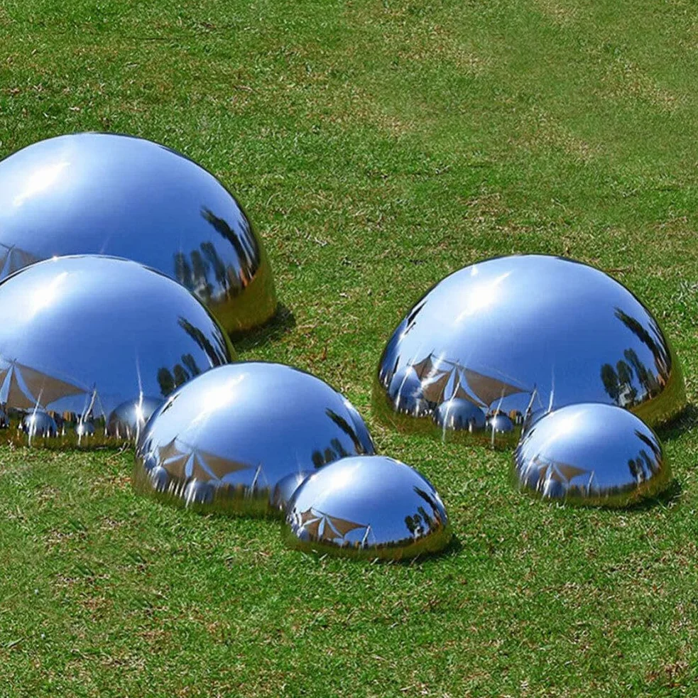 BESPORTBLE Sfera da giardino per esterni, 4 pezzi, emisfero riflettente, per esterni, in acciaio inox robusto