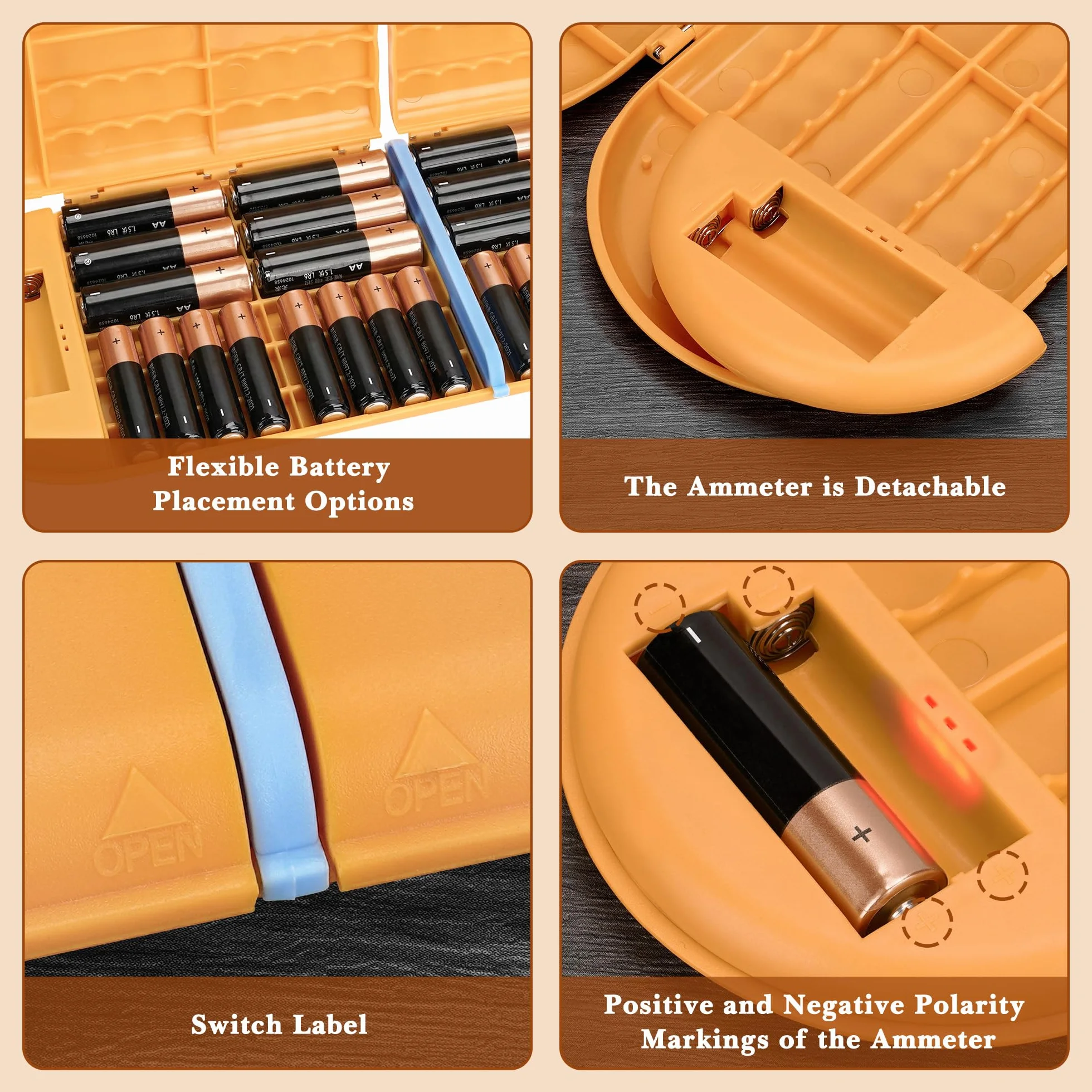 Linkidea Custodia per Batterie con Tester, Organizer Portatile per 12 Batterie AA/AAA, Scatola di Conservazione (Arancione)