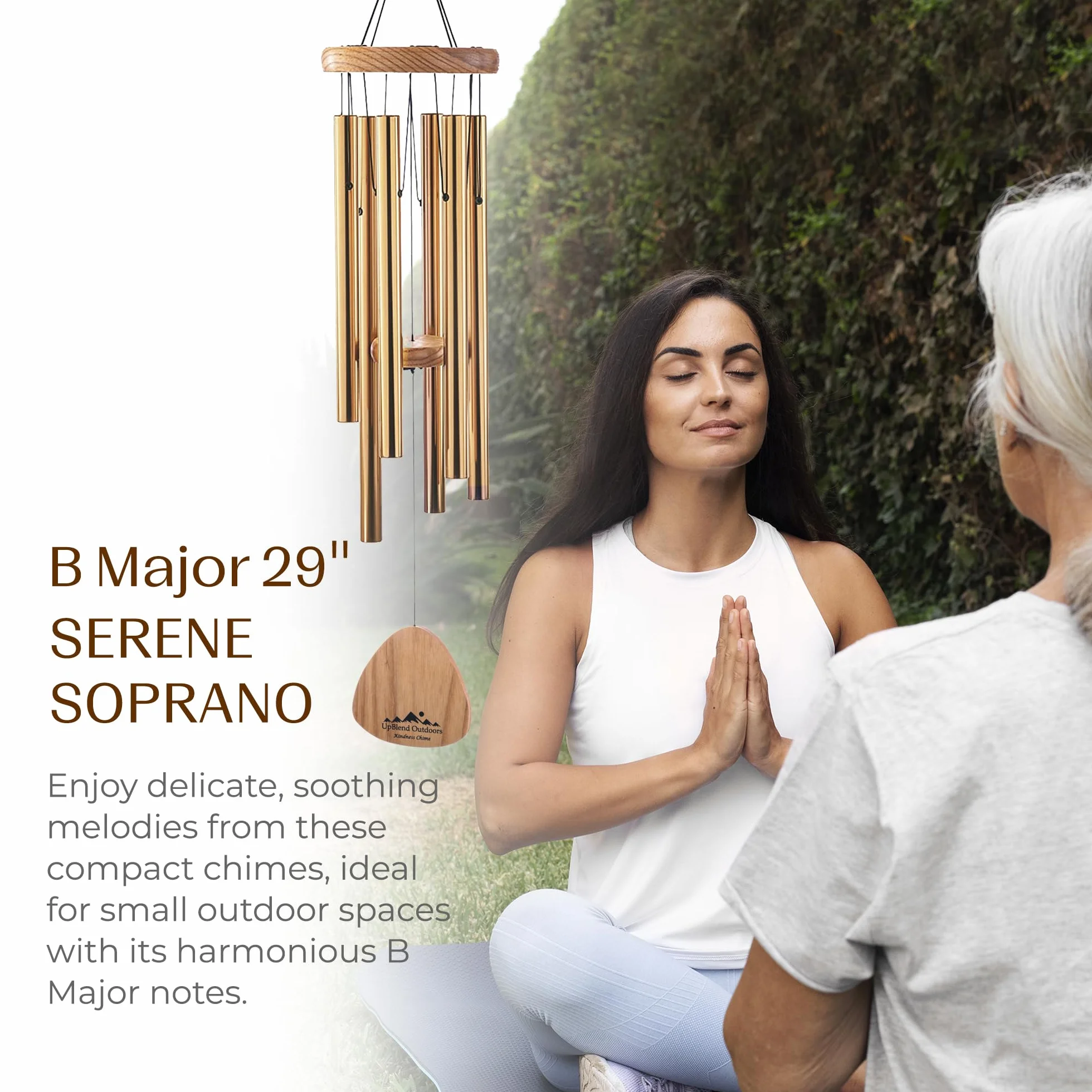UpBlend Outdoors Campanelli a vento per esterni, 73,7 cm, in bronzo, per esterni, armonico, campane a vento per mamma, nonna, scacciapensieri per lei