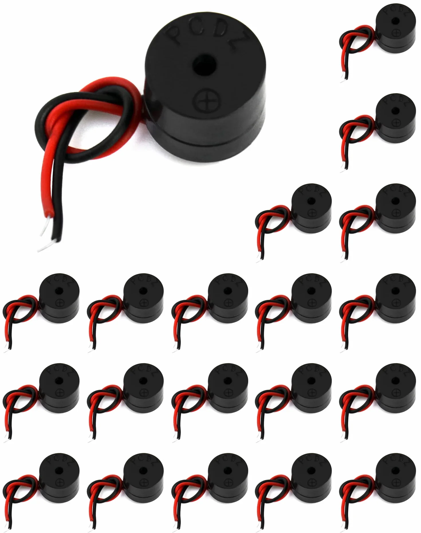 QWORK 20 Pezzi Cicalino Elettronico di Allarme, 3-12 V Buzzer 85 dB, Cavo 50 mm