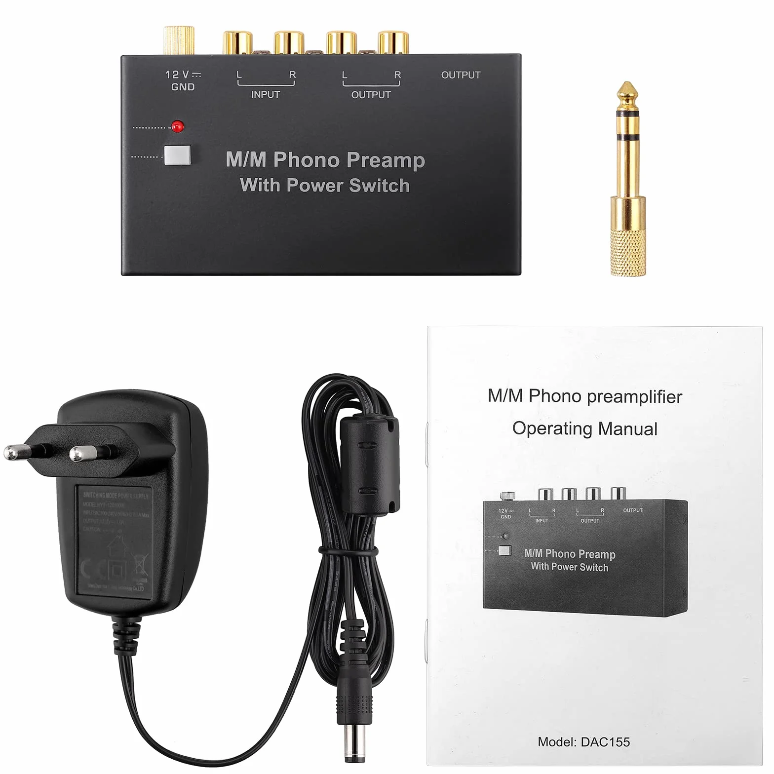 MM Phono Preamplificatore DC 12V Audio Stereo Preamp per Giradischida a Basso Rumore con Uscita RCA e TRS