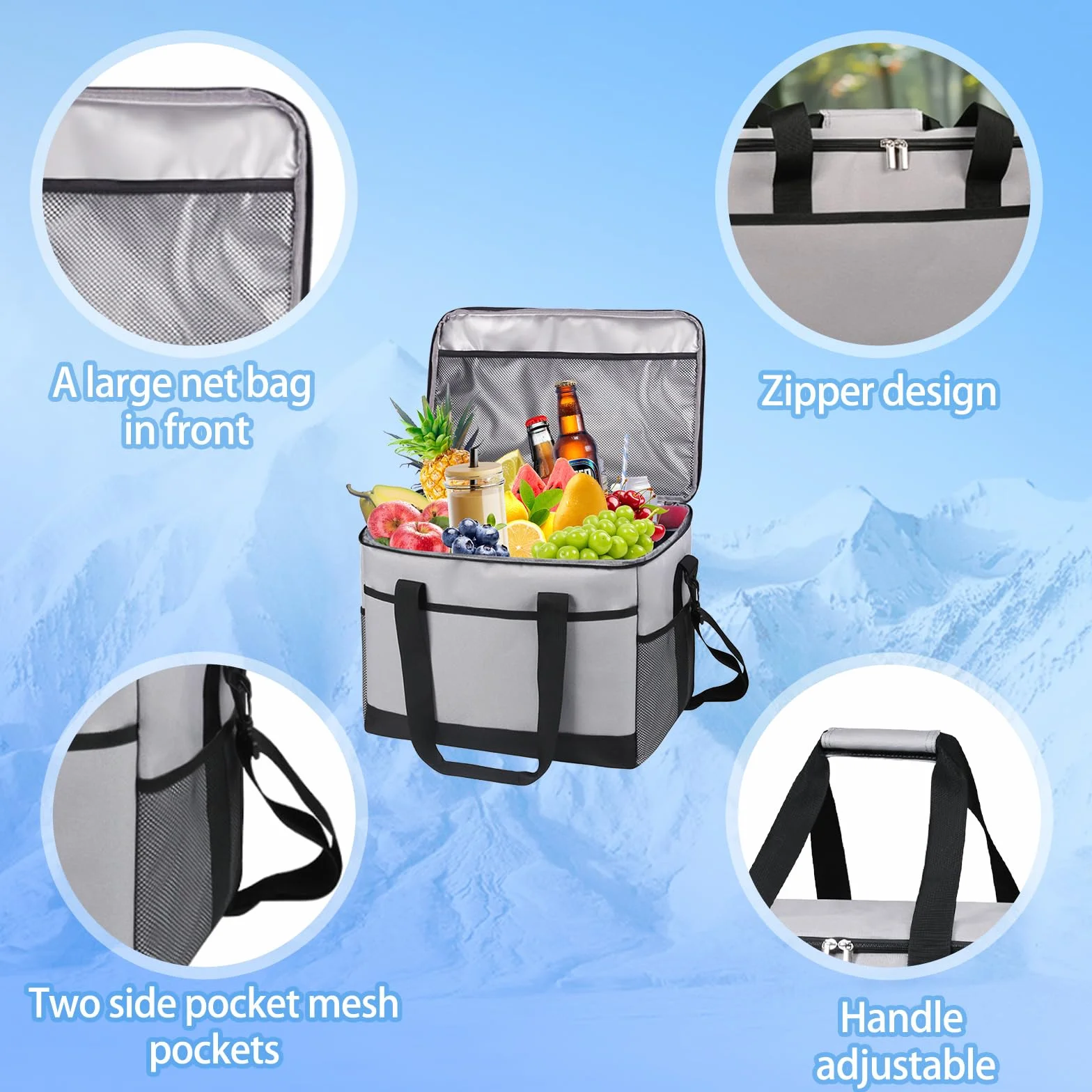 Borsa termica pieghevole 35 l 60 can per picnic campeggio viaggi