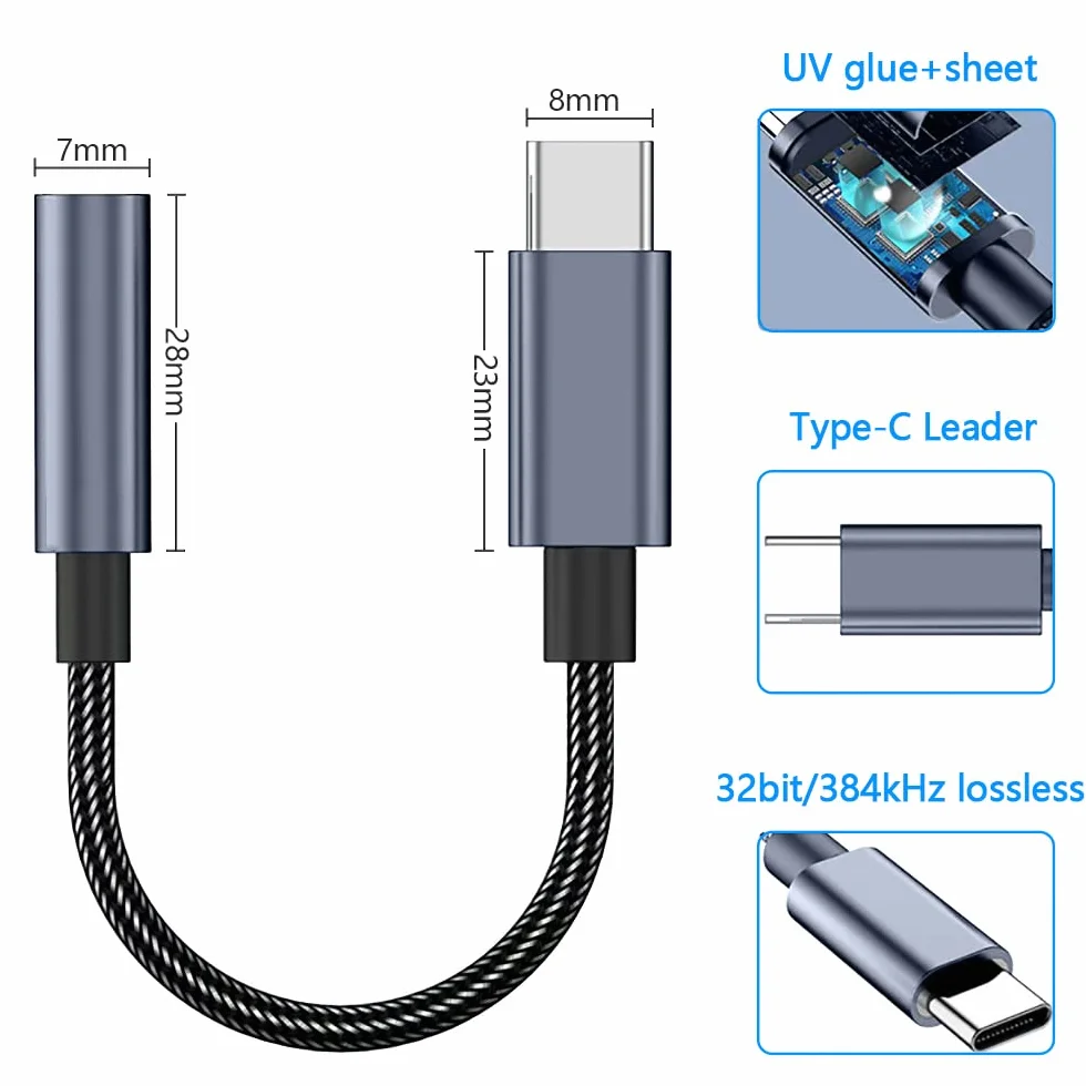 Unnderwiss Adattatore Audio USB C a Jack 3.5 mm per Cuffie, Compatibile con Galaxy S21 S21+ Note20 S20 Ultra, Huawei P40 P30 Pro Mate 20 30, Xiaomi 9 8