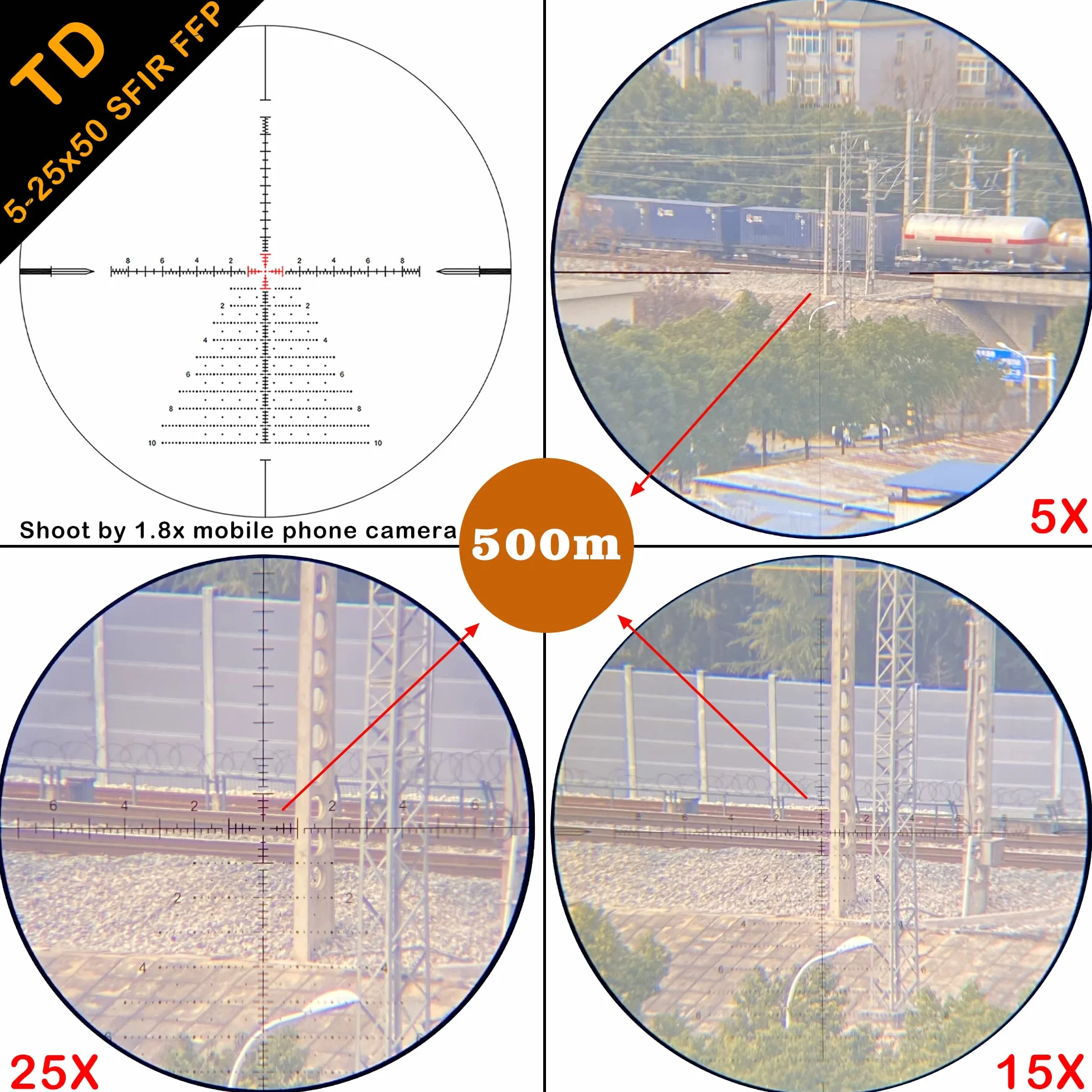 WestHunter Optics TD 5-25x50 SFIR FFP Mirino Telescopico di Precisione a Lungo Raggio, Illuminazione Rossa, 30 mm