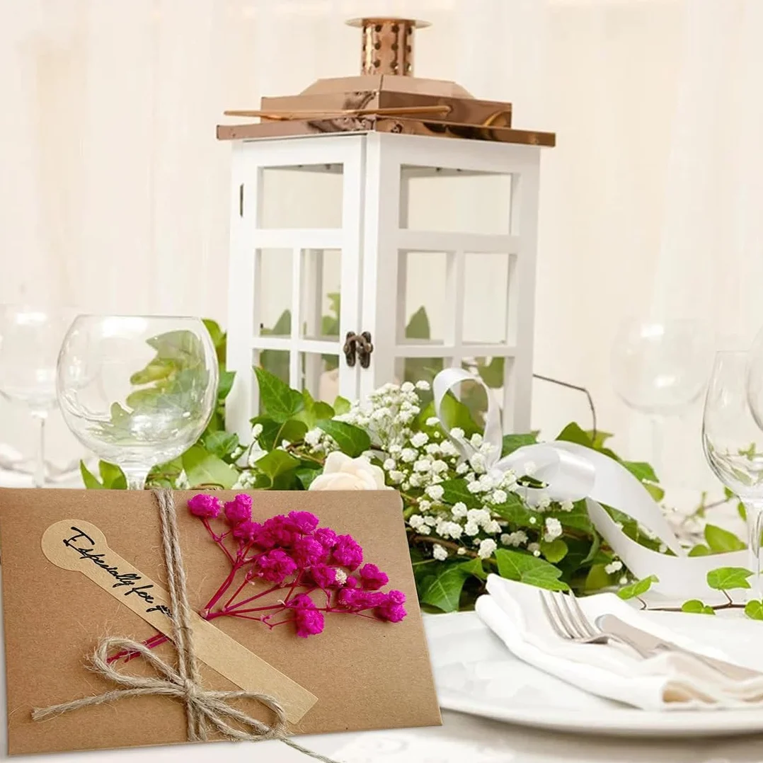 Biglietti Auguri Compleanno 10 Pcs Kraft Fiori Secchi Confezione da Carta da Lettere con Busta