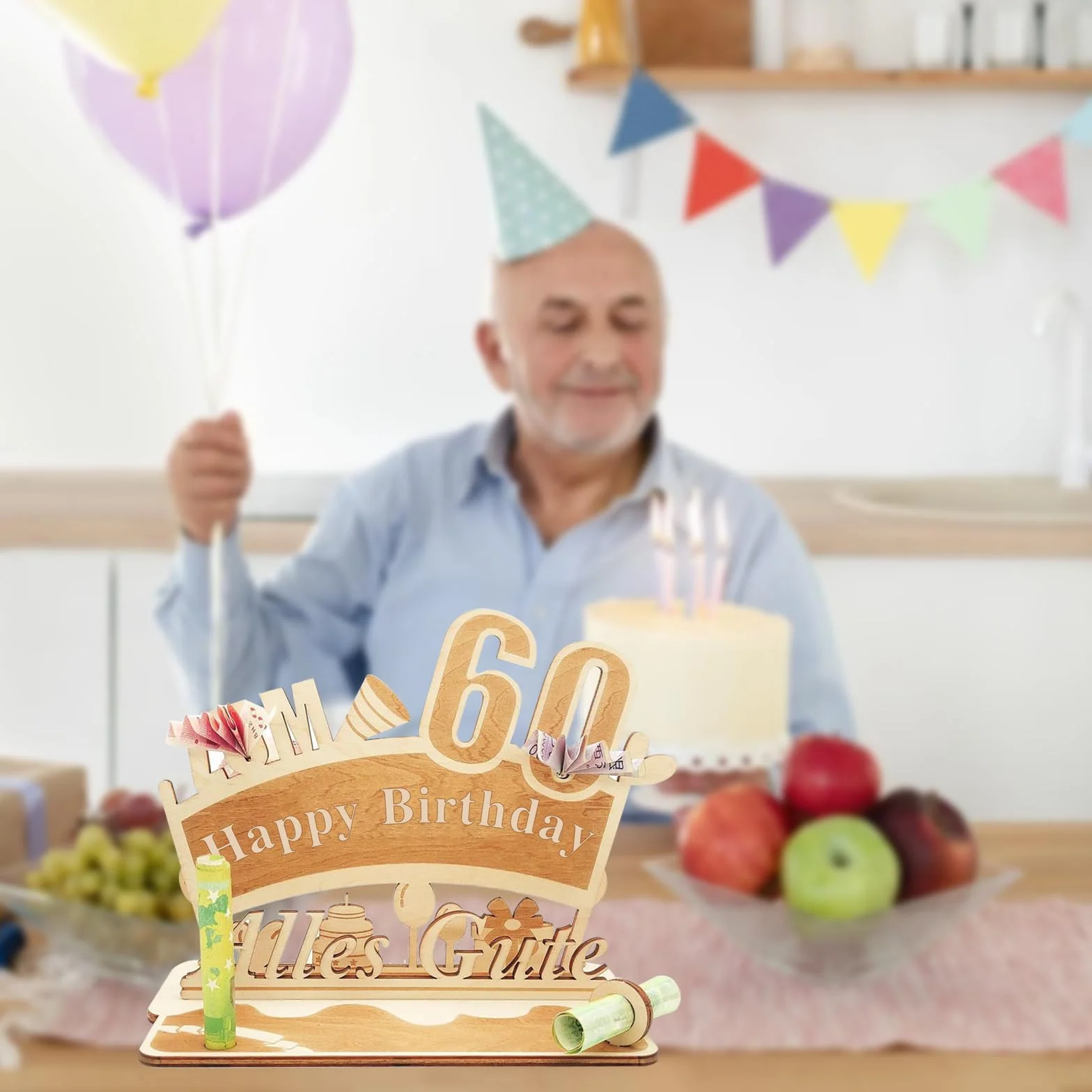 Biglietto Auguri Compleanno in Legno Personalizzato Regalo 60 Anni Donna Uomo