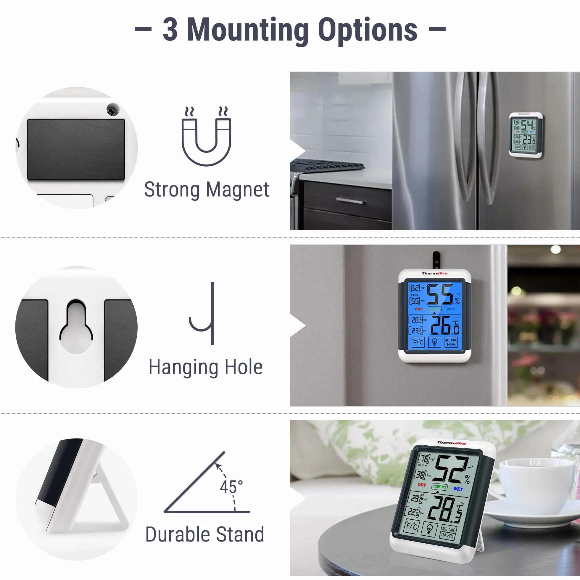 ThermoPro TP55 Termometro Igrometro Digitale da Interno con Schermo Touchscreen e Retroilluminazione