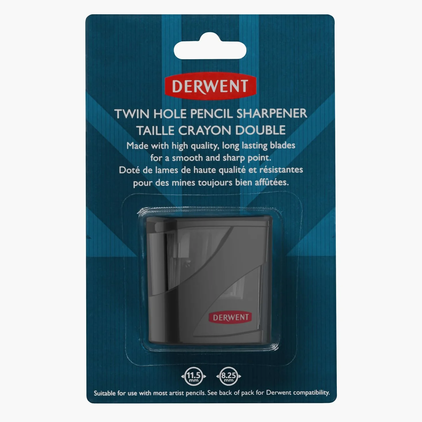 Derwent Temperamatite a Doppio Foro in Metallo Resistente, Fori 11,5 mm e 8,25 mm, Nero