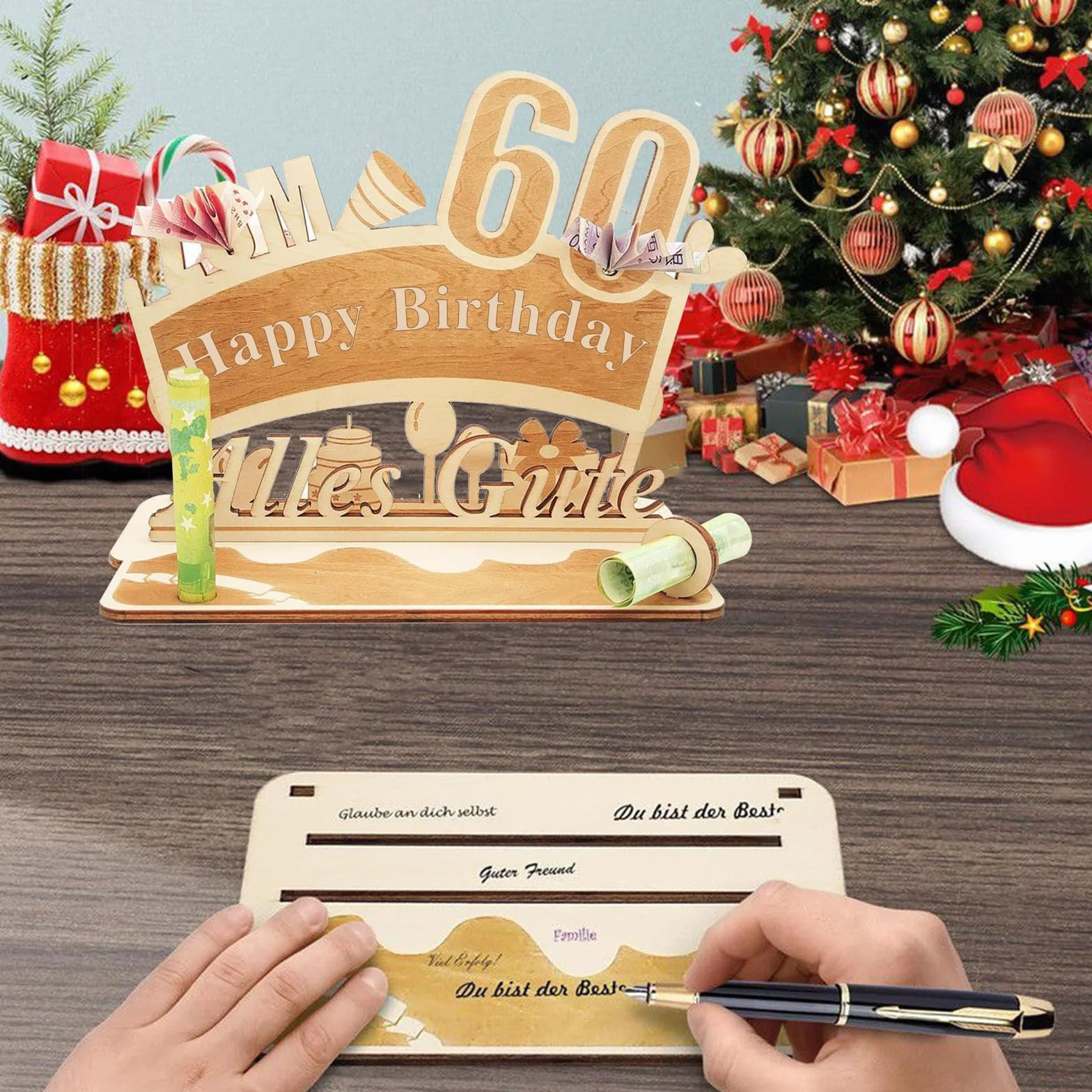 Biglietto Auguri Compleanno in Legno Personalizzato Regalo 60 Anni Donna Uomo