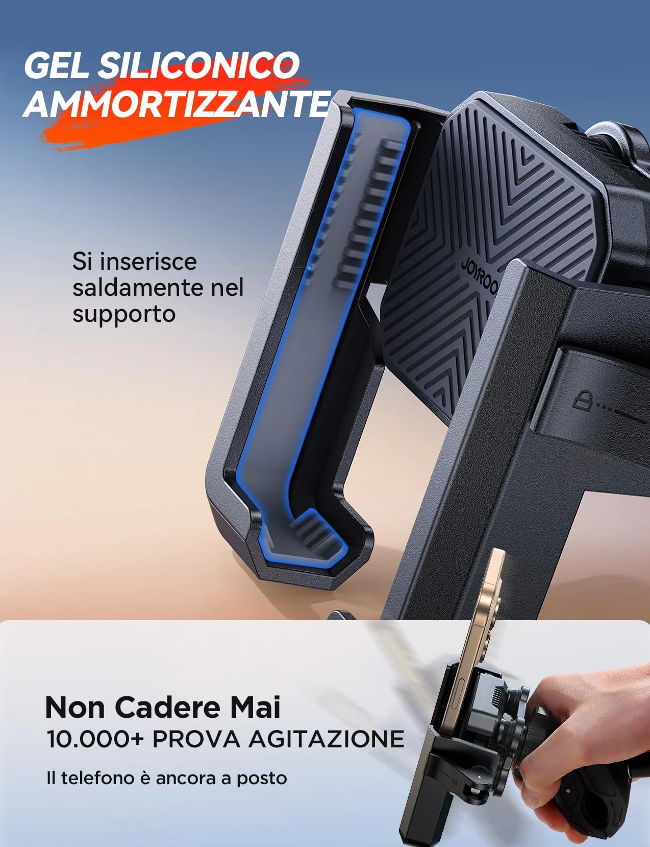 JOYROOM Porta Cellulare Moto Bici Supporto Telefono Anti-Vibrazione 4 Punti Rotazione 360° Universale iPhone 17/16/15 Samsung S26/S25 4.7"-7"