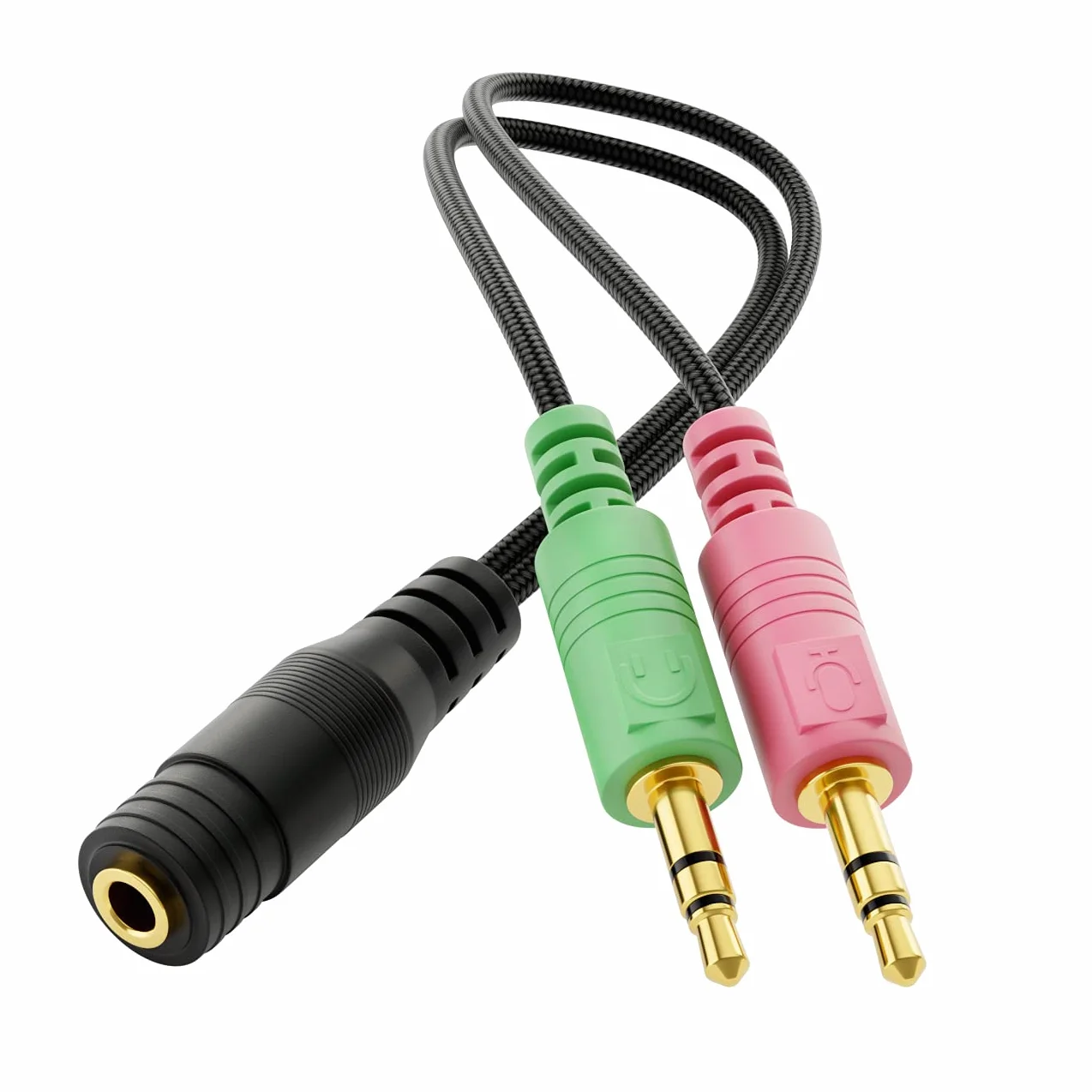 deleyCON 20cm Headset PC Laptop Adattatore Audio Jack Y Stereo 3,5mm CTIA 4 Poli TRRS a 2x 3,5mm