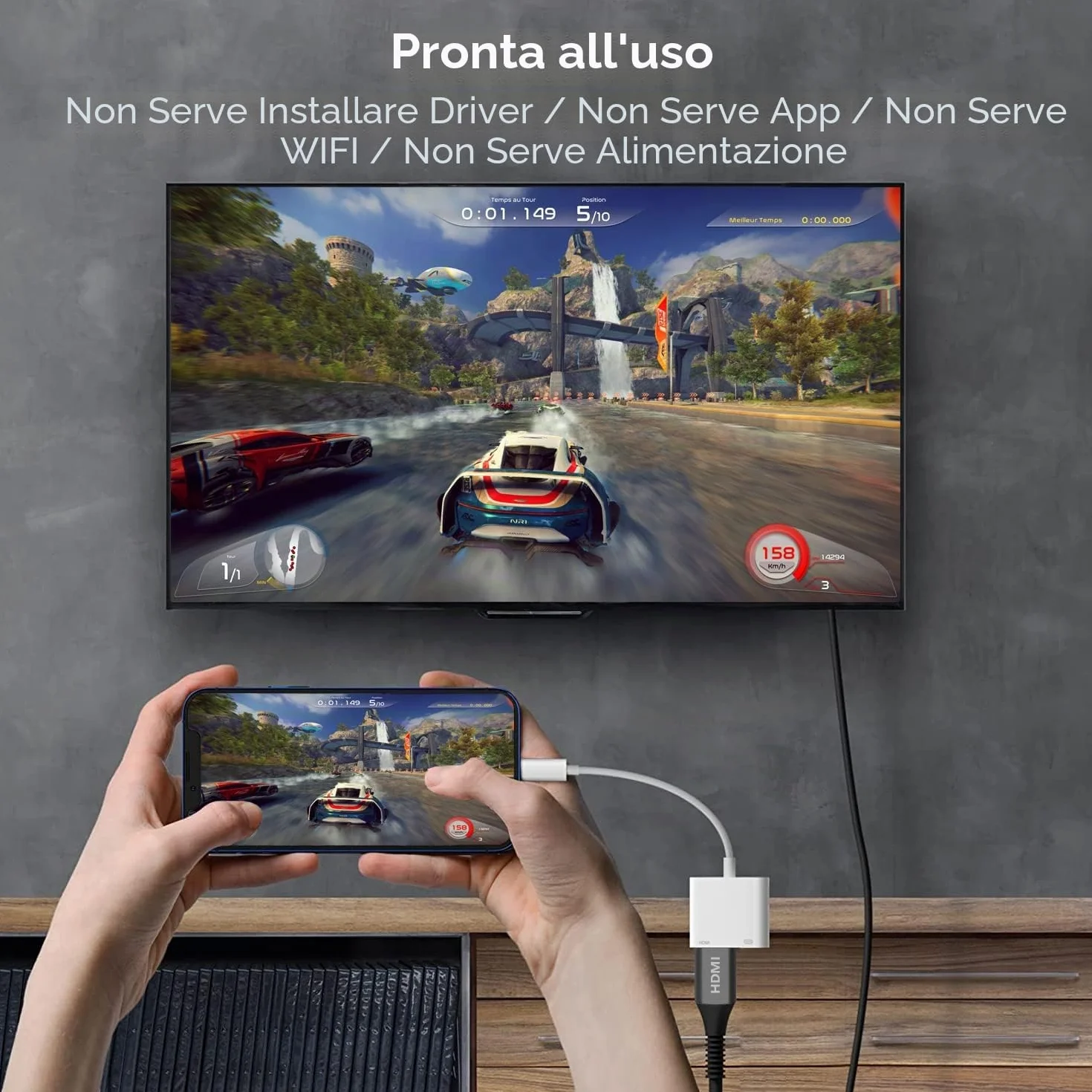 Apple Adattatore da Lightning a HDMI, Convertitore Audio Video Digitale AV MFi 1080P per iPhone iPad iPod a TV