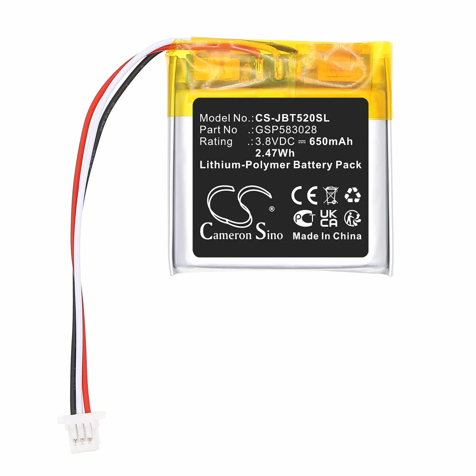 Batteria 650mAh compatibile con JBL Tune 520 BT sostituisce GSP583028
