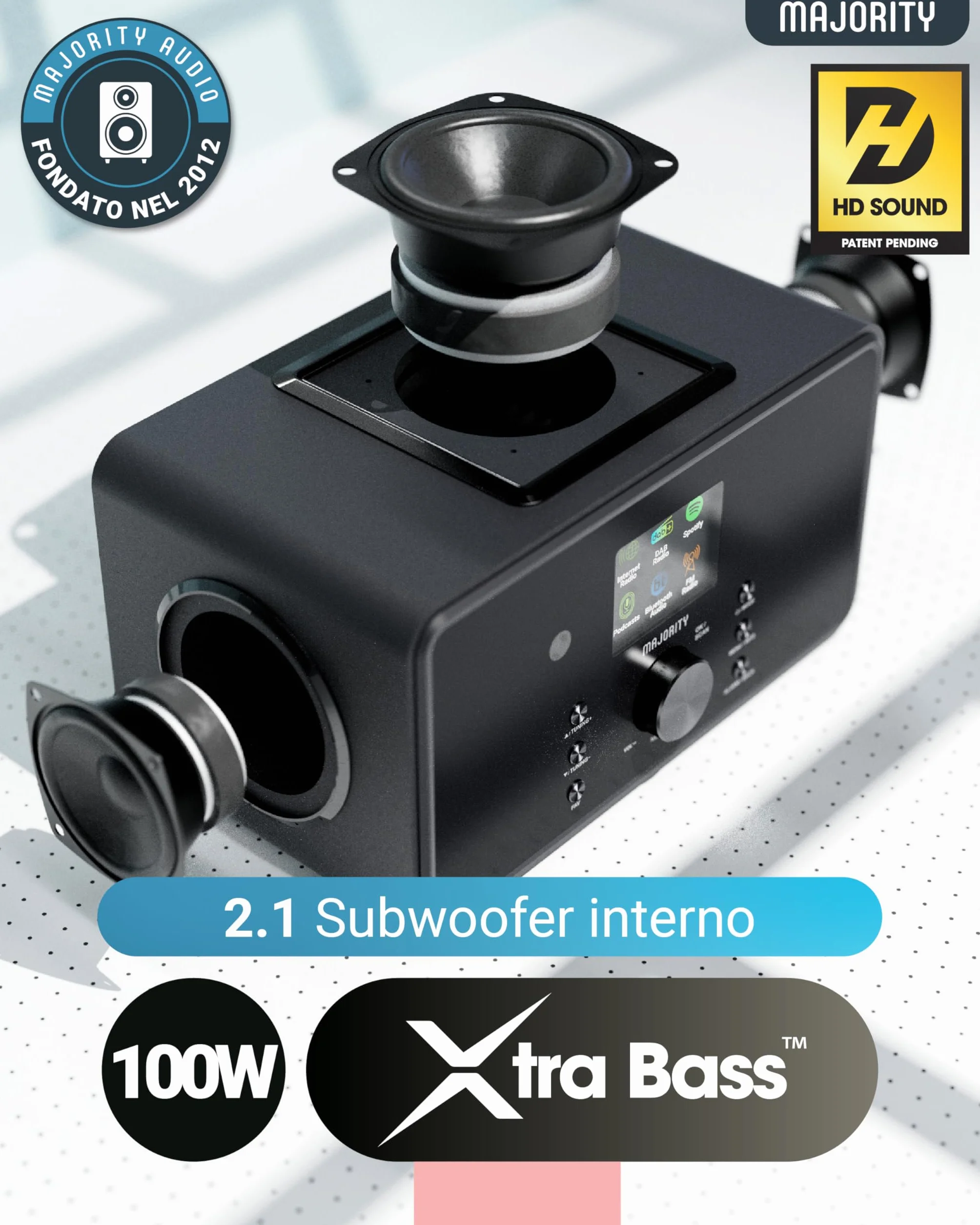 Majority Bard Radio DAB+ WiFi Bluetooth Subwoofer 2.1 Internet Radio Digitale Spotify Connect FM