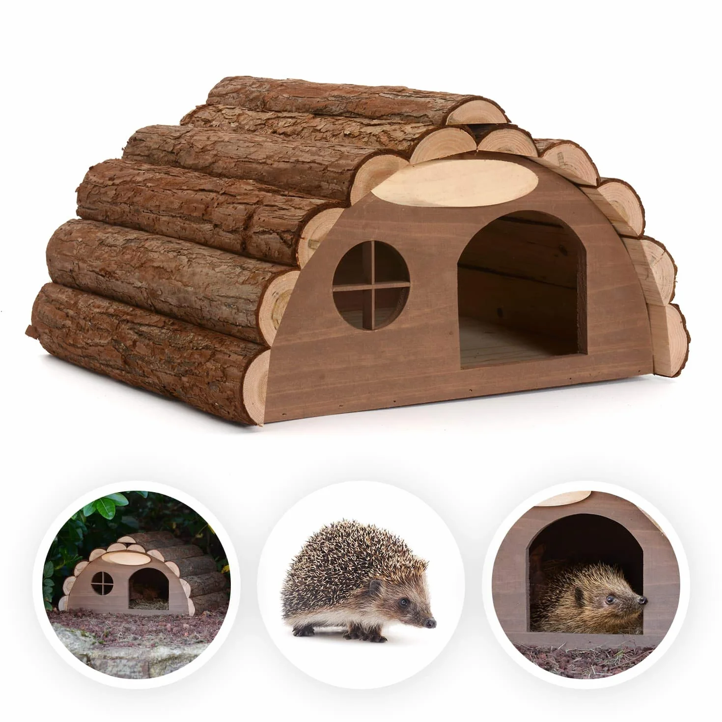 CKB LTD - Casa per riccio o porcellino d'India in legno per esterni, utilizzabile come habitat per letargo, riparo da giardino - 33,5 x 34 x 19 cm