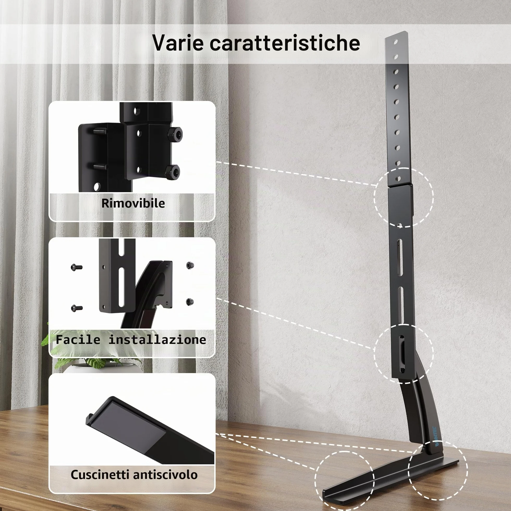 BONTEC Supporto TV Universale 22-65 Pollici VESA 800x400 mm Regolabile 50 kg