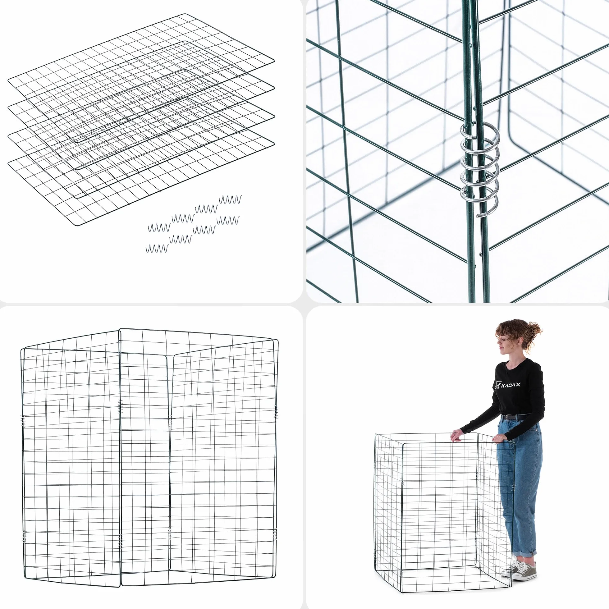 KADAX Compostiera in Metallo 450 Litri 70x70x90 cm, Contenitore per Compost da Giardino
