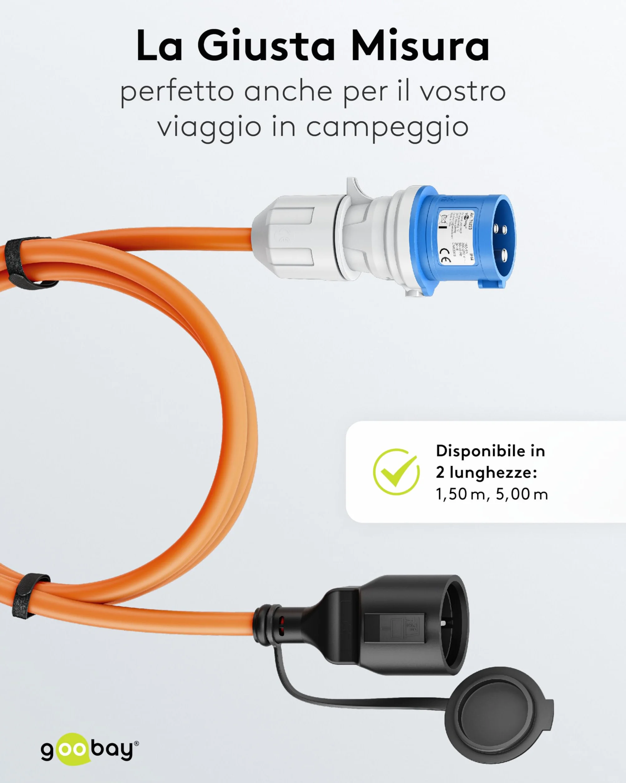 goobay Cavo adattatore CEE per caravan, 1,5 m, spina CEE a presa con contatto di protezione, uso esterno con IP44, 76223