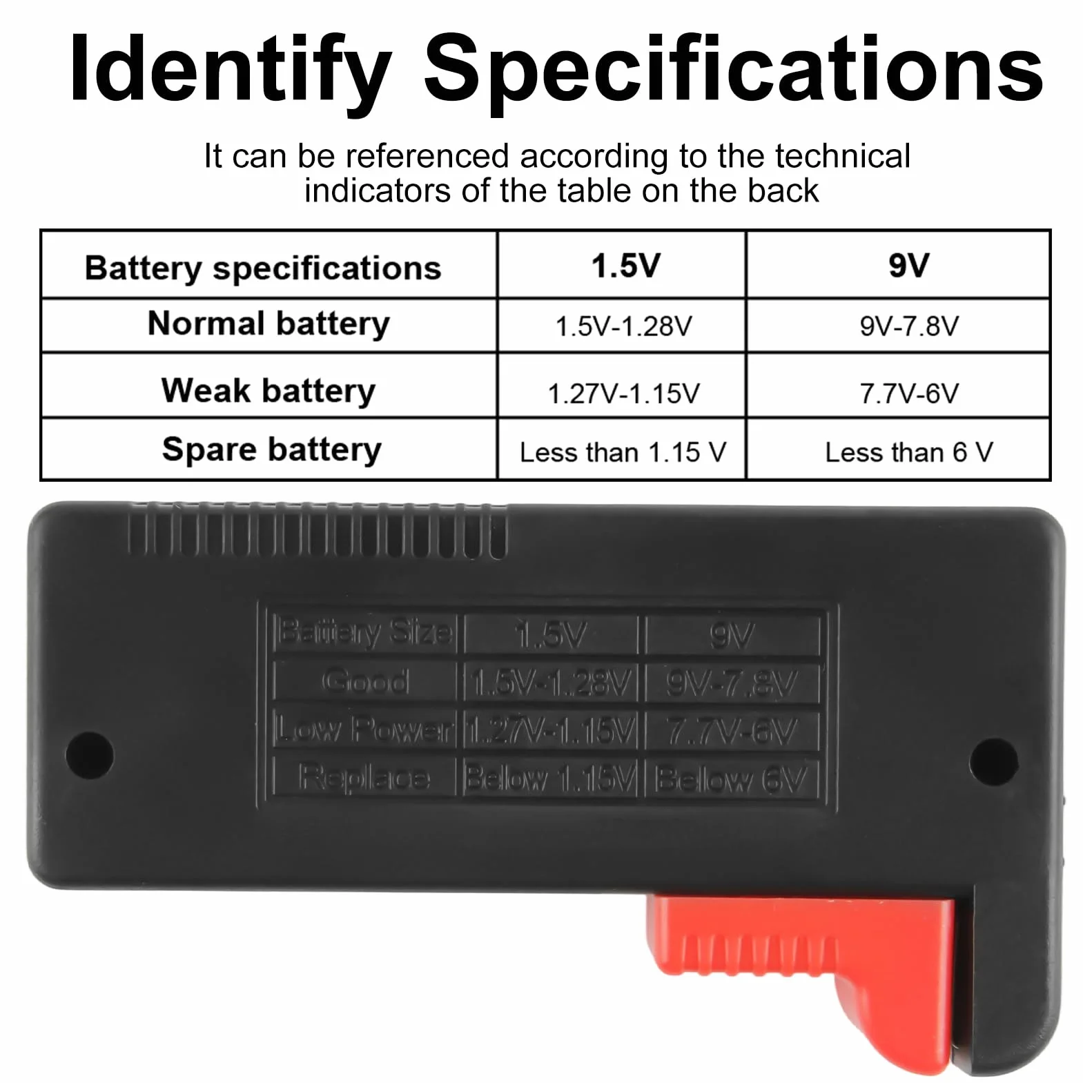 Tester Batteria Universale Misuratore Preciso Per AA AAA C D 9V Pile Bottone 1,5V Controllo Carica