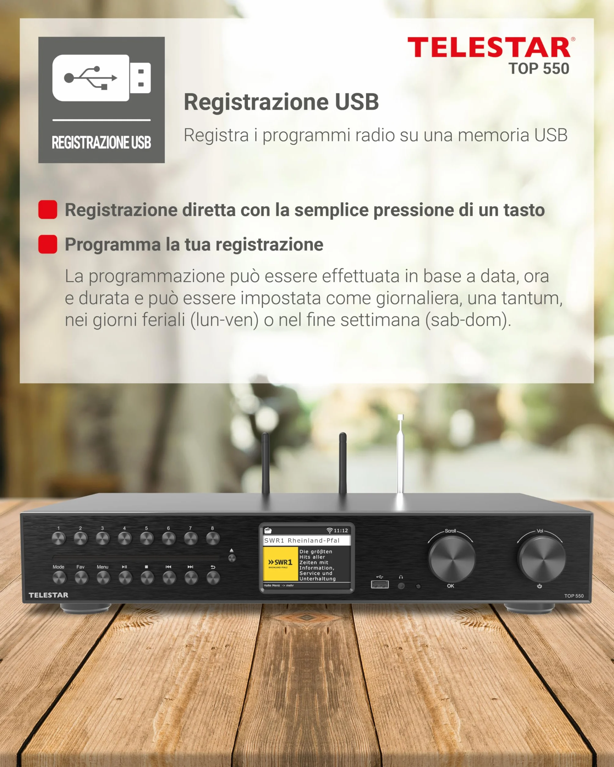 TELESTAR TOP 550 Sistema Hi-Fi con amplificatore e lettore CD 43 cm 2×30 W Radio Internet DAB+ Bluetooth Nero