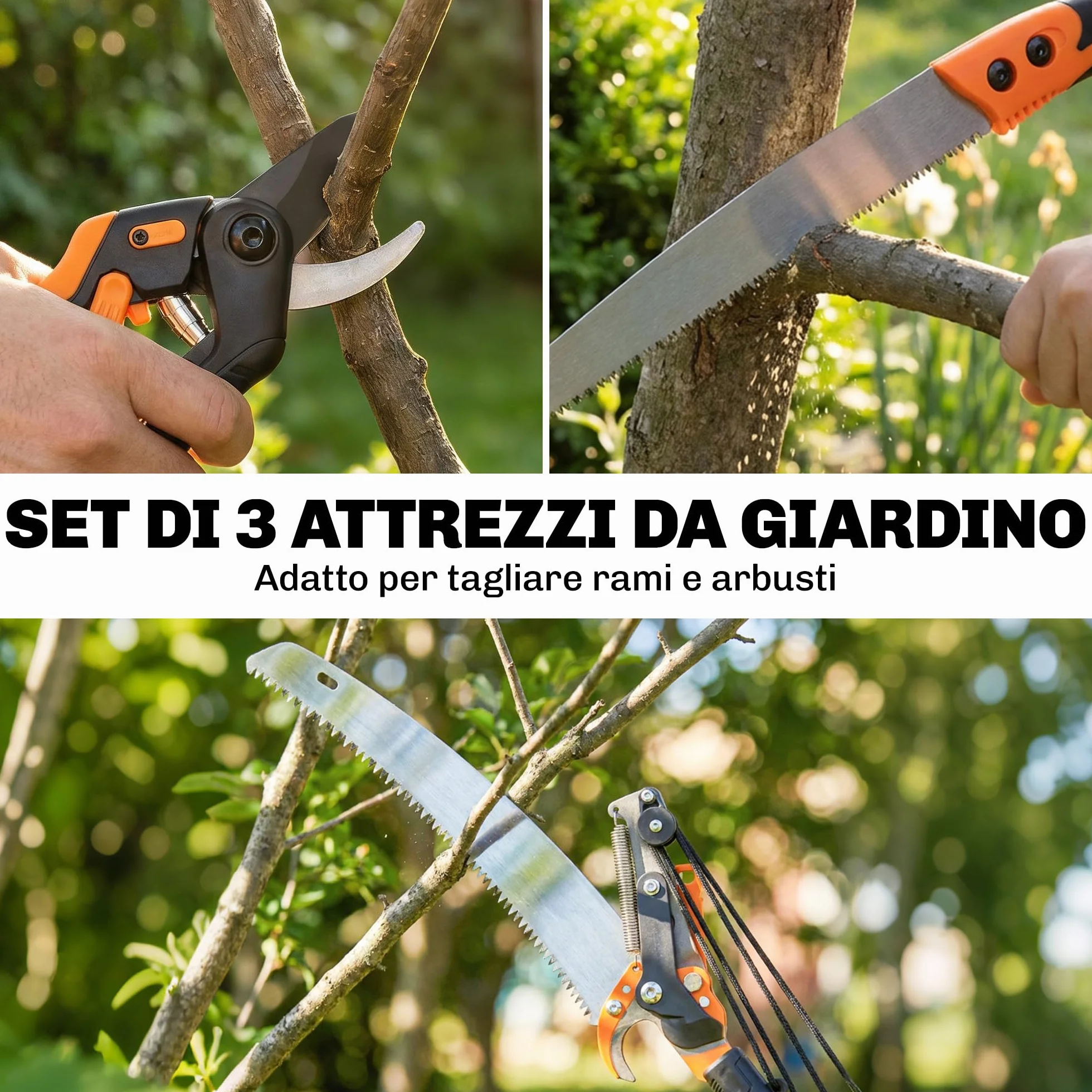 Outsunny Seghetto Manuale da Giardino 2-in-1 con Asta Telescopica in Alluminio 135-199cm