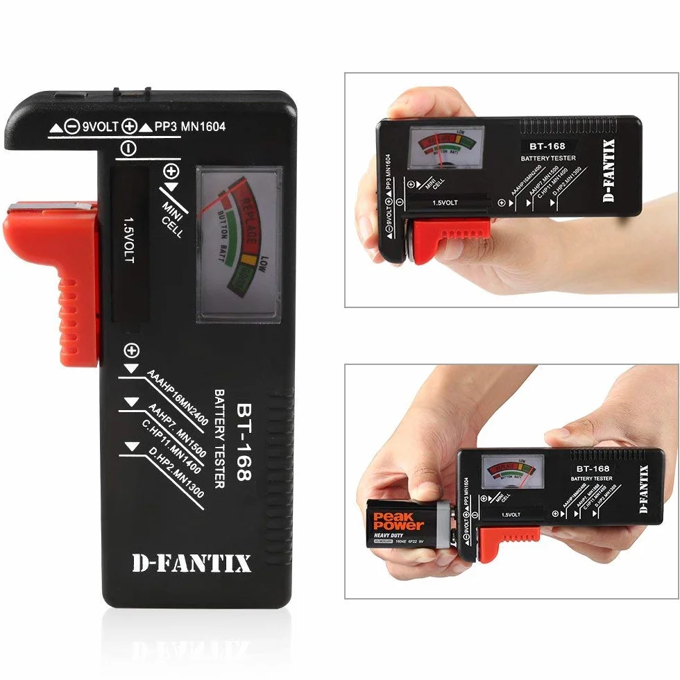 D-FantiX Tester Batteria Universale BT-168, Volt Checker per AA AAA C D 9V 1.5V Button Cell