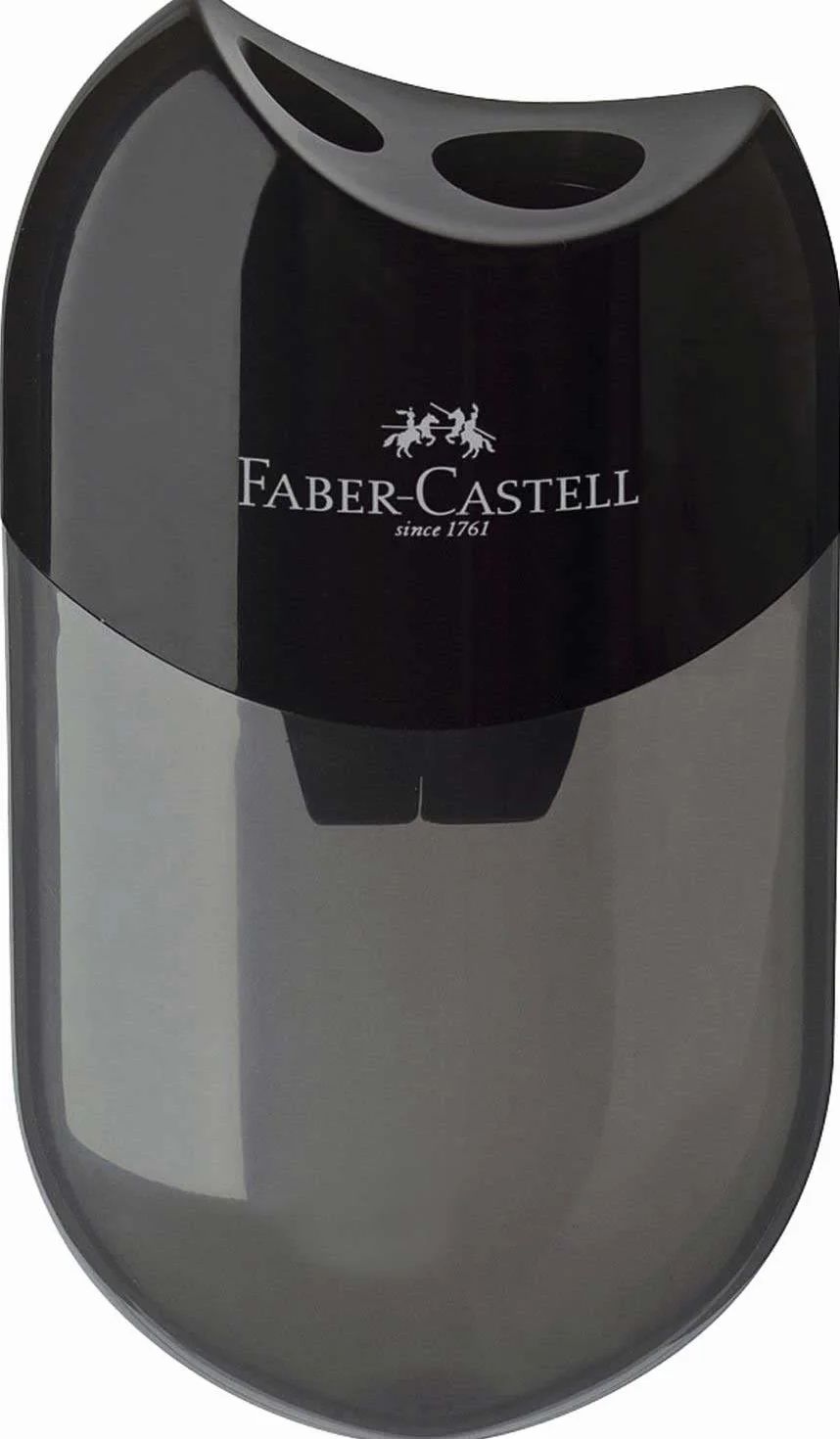 Faber-Castell 183500 Doppio temperamatite nero/trasparente set da 3 pezzi