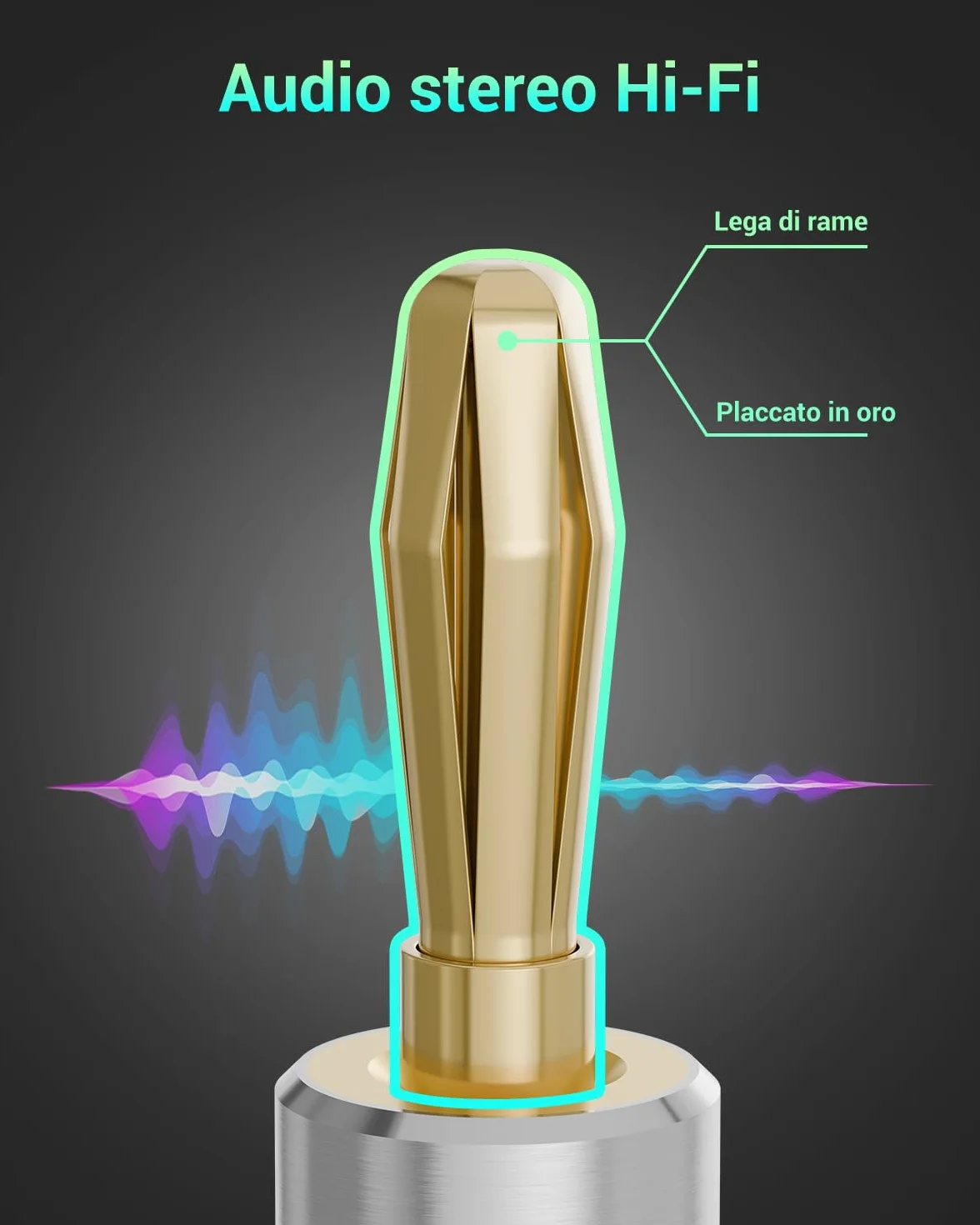 VCELINK Connettori a Banana Placcato Oro 24K 0,75-4 mm 8 Pezzi per Altoparlanti Amplificatori Audio