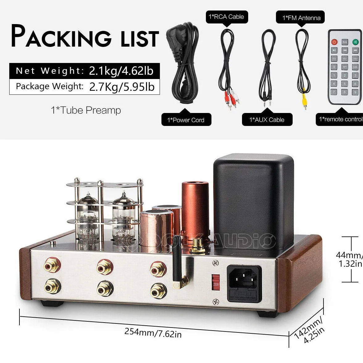 Nobsound Preamplificatore Tubo HiFi Classe A Bluetooth Ricevitore Audio Stereo Lettore USB