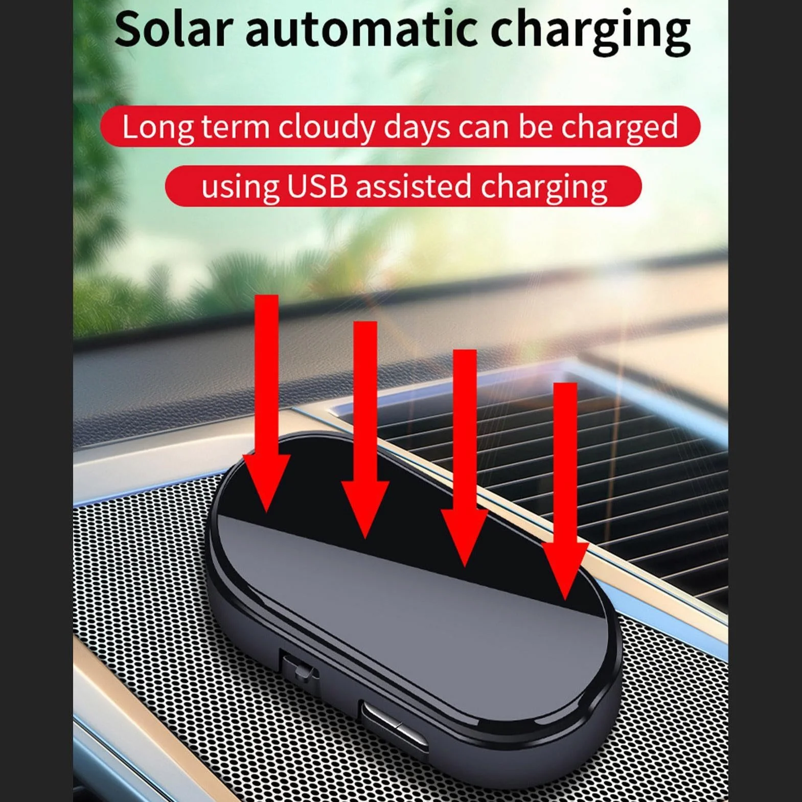 Luce di allarme per auto a energia solare LED blu 360° base magnetica ricarica USB