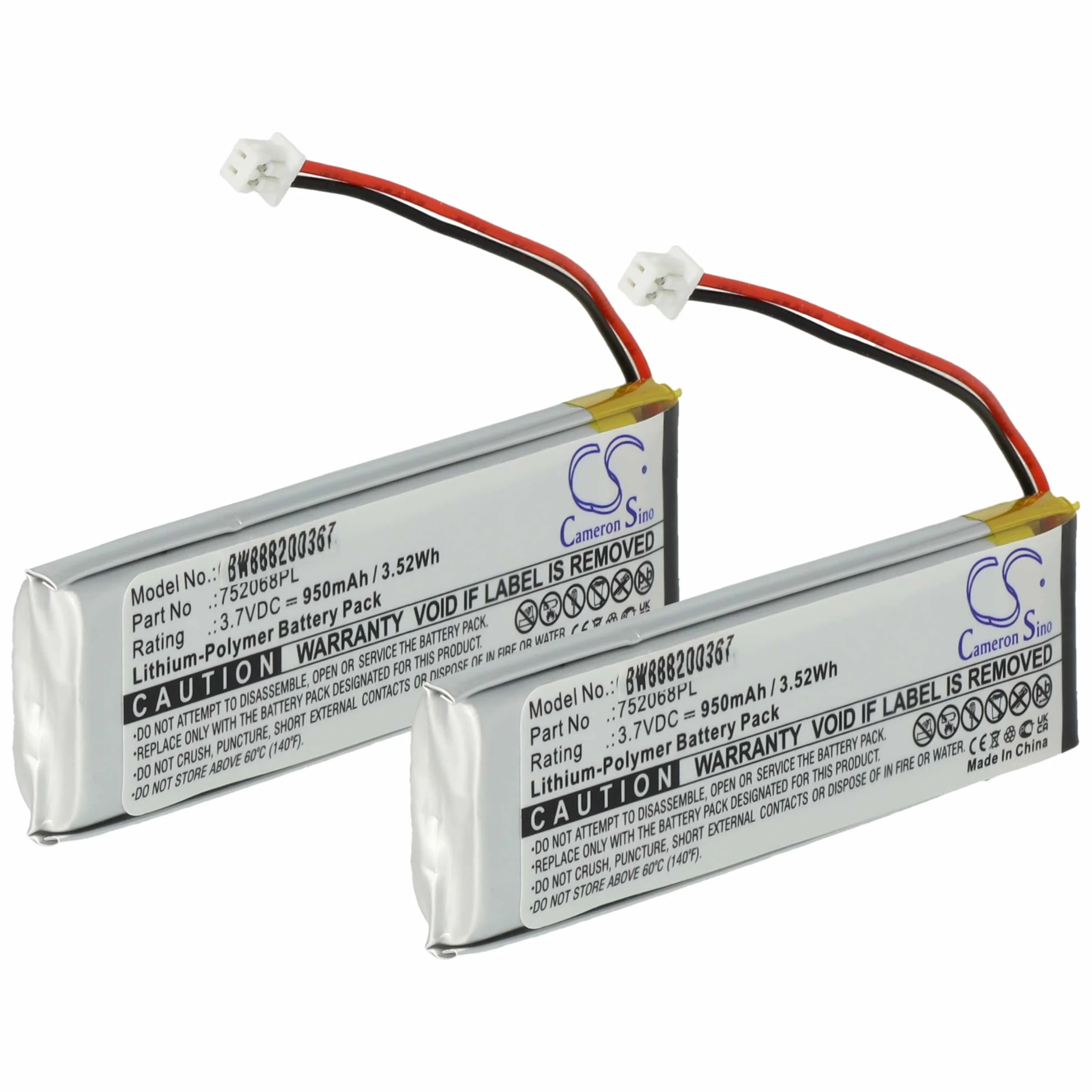 vhbw 2x batteria compatibile con Midland BT Next, BTFM, BTX1 FM, BTX2, BTX1, BTX2 FM (950mAh, 3,7V, Li-Poly)