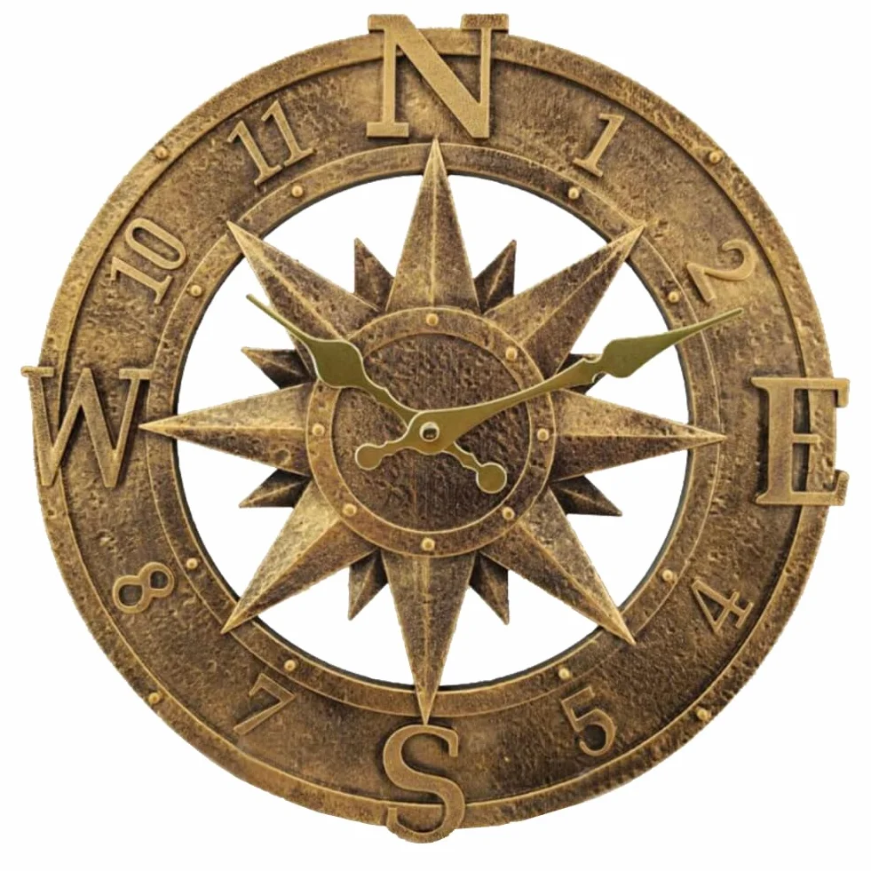 Orologio da parete per esterni, 30 cm, impermeabile, per esterni, cucina, soggiorno, orologio da parete industriale 3D, ticchettio (bronzo), TY1118