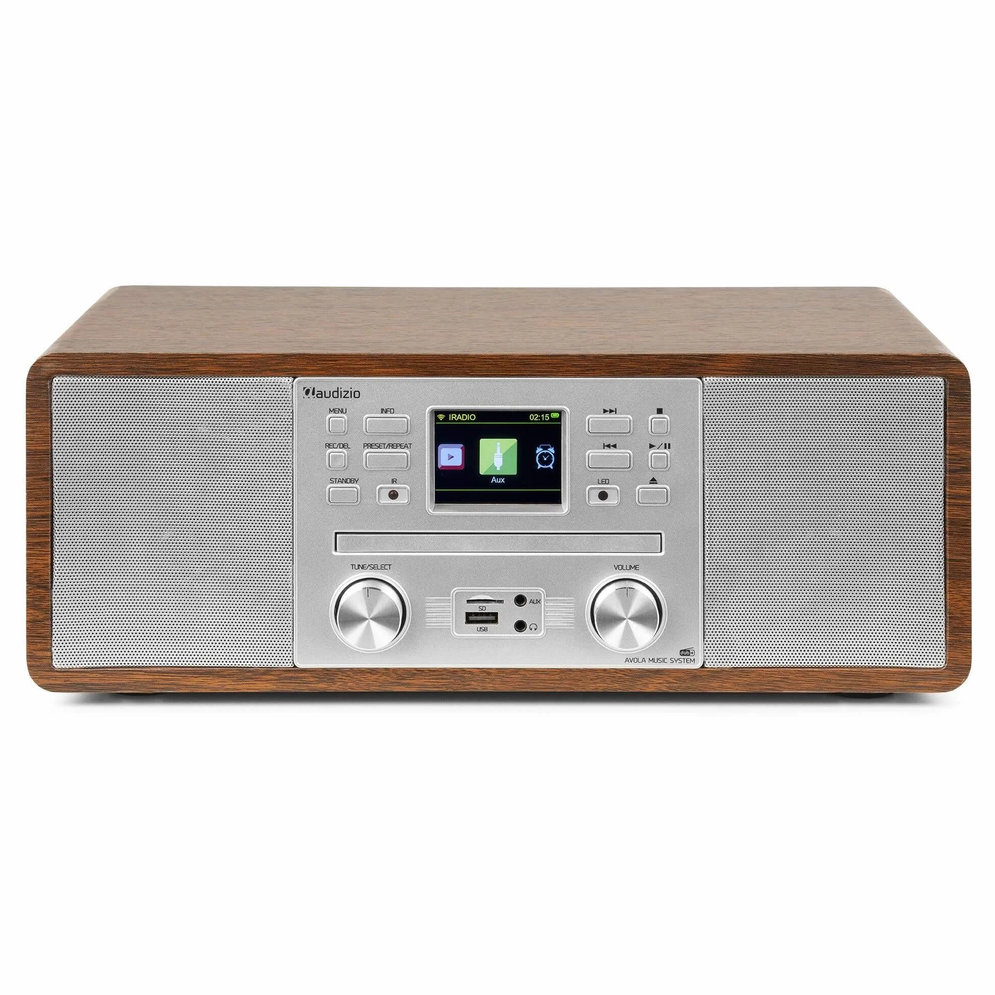 Audizio Avola Radio DAB+ Internetradio z czytnikiem CD Bluetooth WLAN FM Srebrny Brązowy