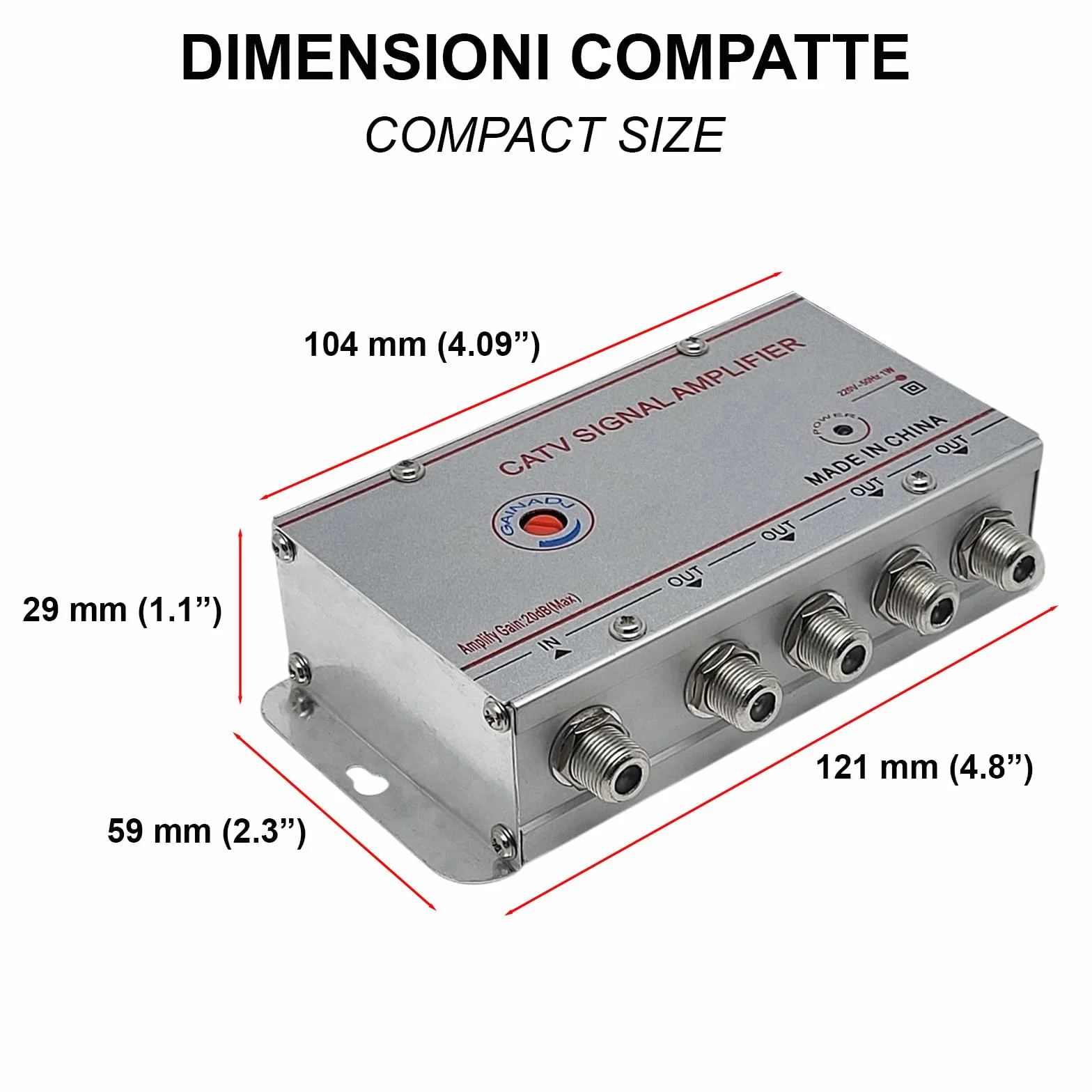 Amplificatore Segnale Antenna TV 4 Uscite da Interno Digitale Terrestre per Decoder e Televisori