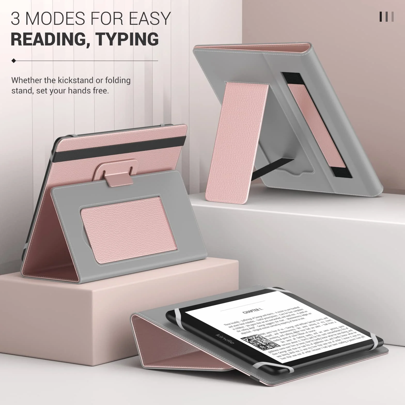 MoKo Etui Uniwersalny do Czytników E-Book 6-7 cali, PU Skóra, Różowe Złoto