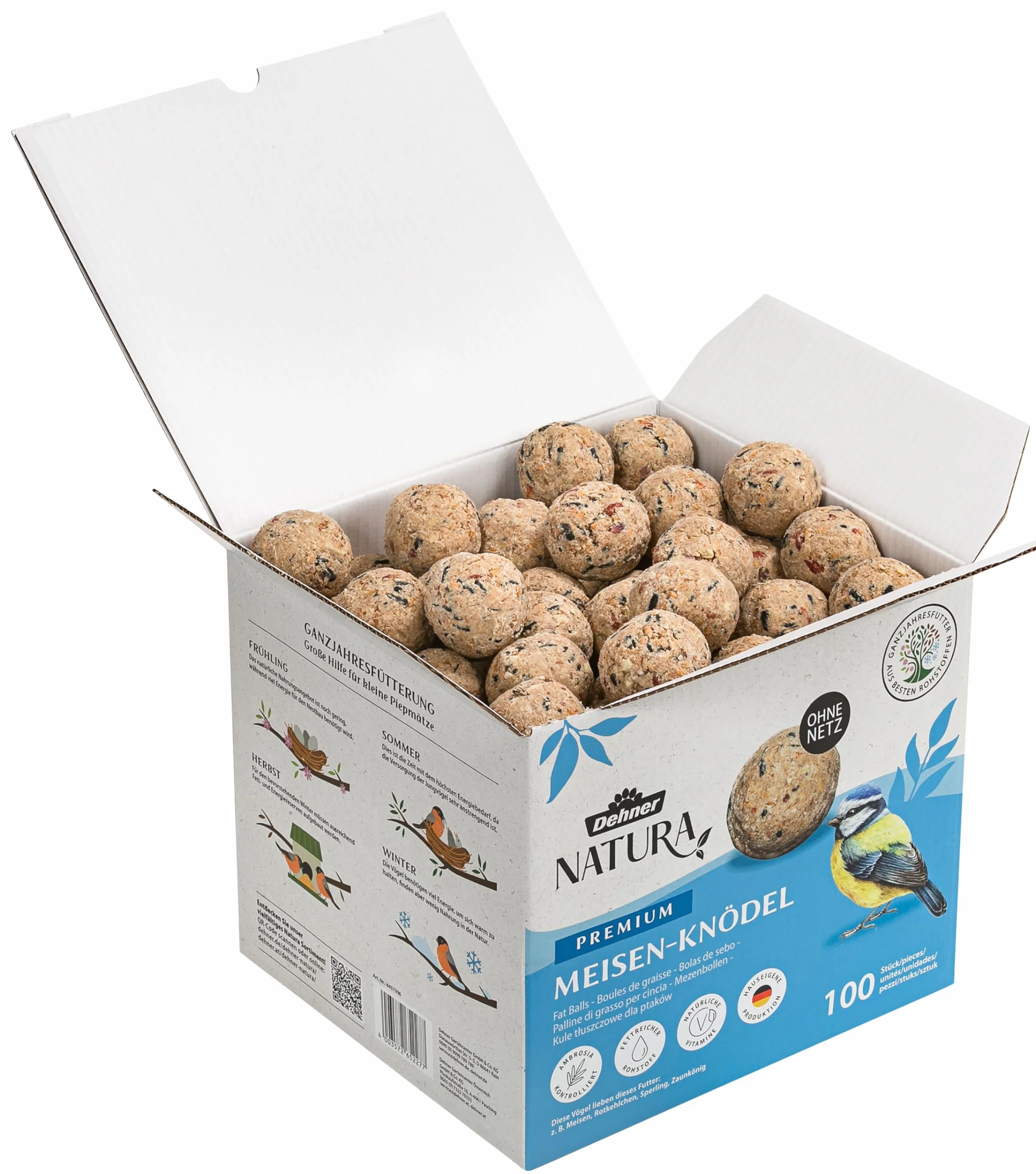 Dehner Natura Premium palline per cinciallegre, 100 x 90 g (9 kg), FSC