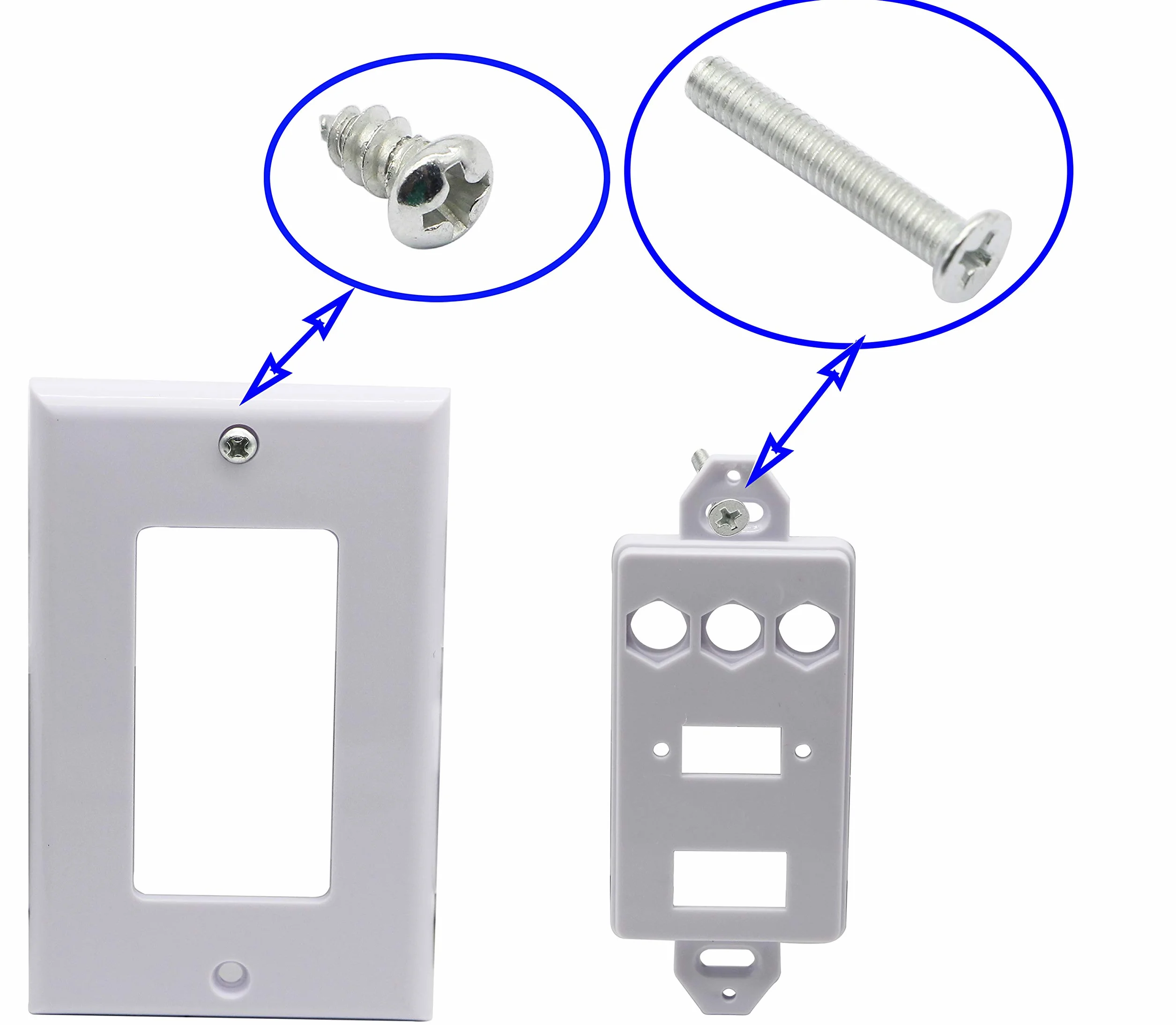 3RCA HDMI VGA Wall Plate Composite Audio Video Face Plate Bianco