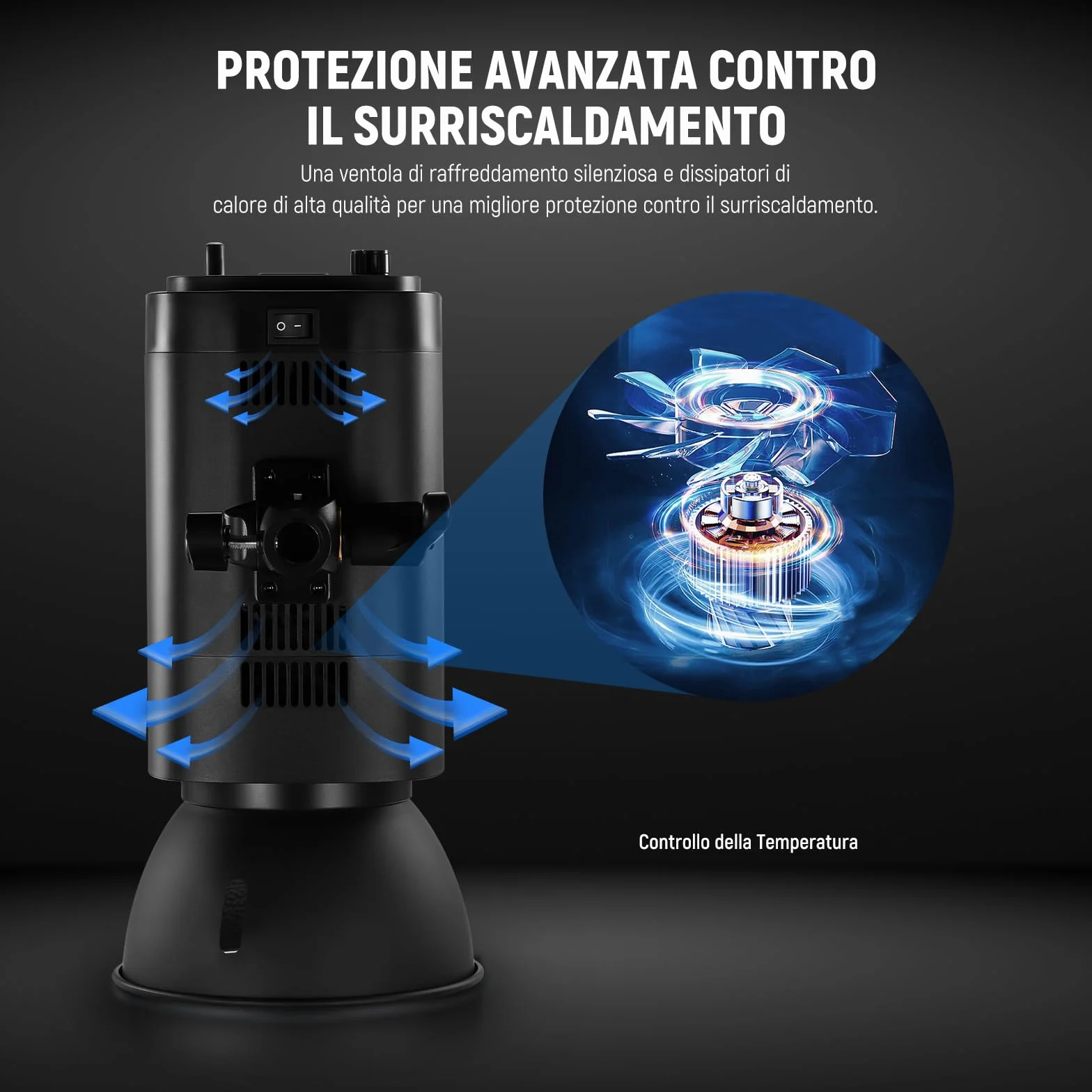 NEEWER S101-400W Strobo Flash 150W Lampada Pilota 9 Livelli 400W GN65 5600K Riflettore Standard Attacco Bowens Ventola Silenziosa S1/S2