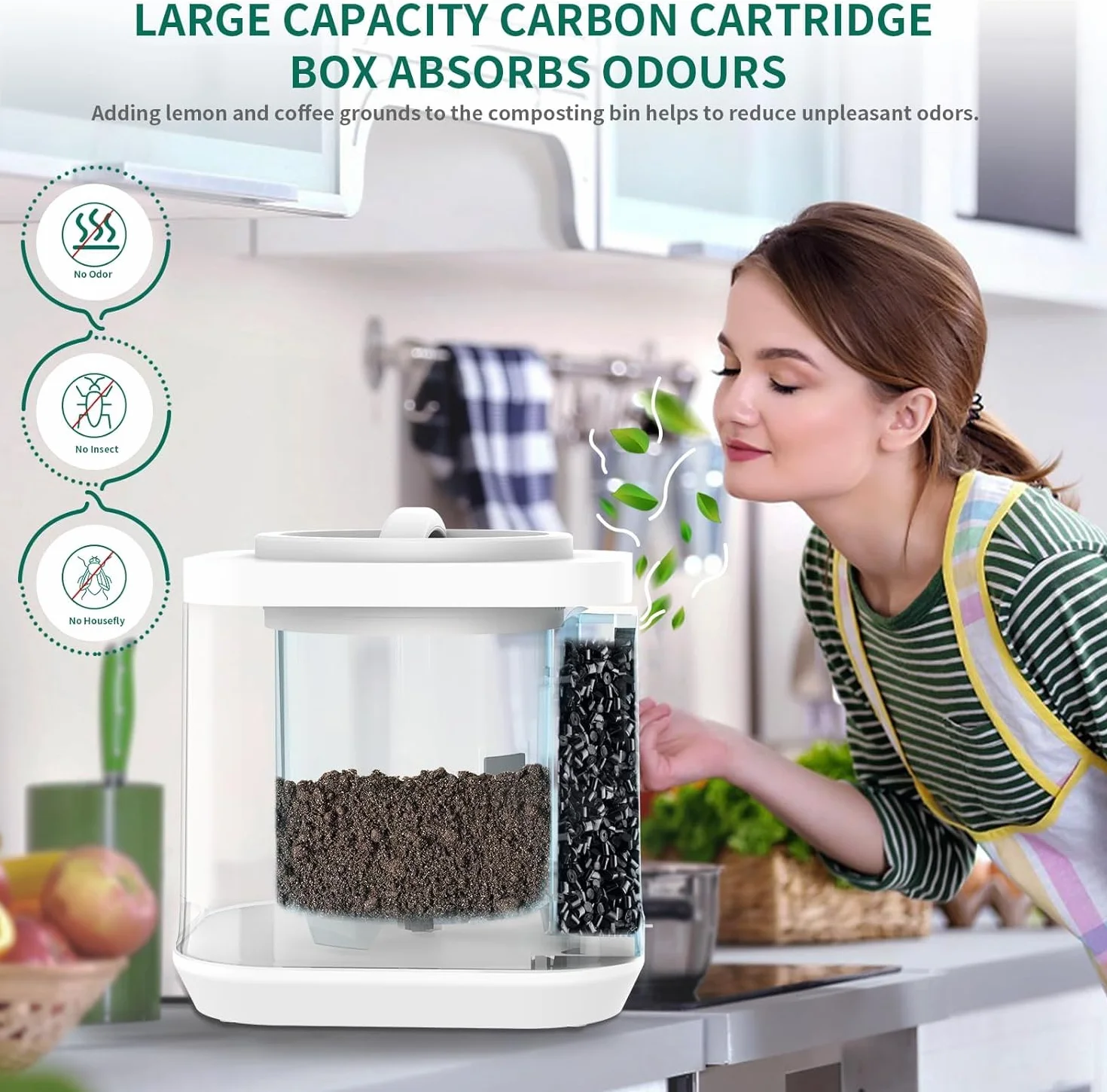 Coperchio per compostiera elettrica CORESLUX, coperchio per compostiera intelligente, 1 pezzo, bianco
