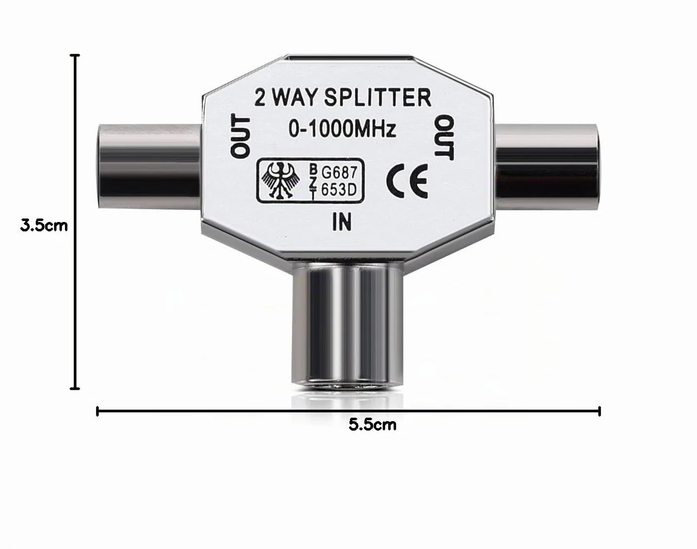 kwmobile rozdzielacz antenowy T Splitter 0-1000 MHz 2x gniazda koncentryczne DVB-T