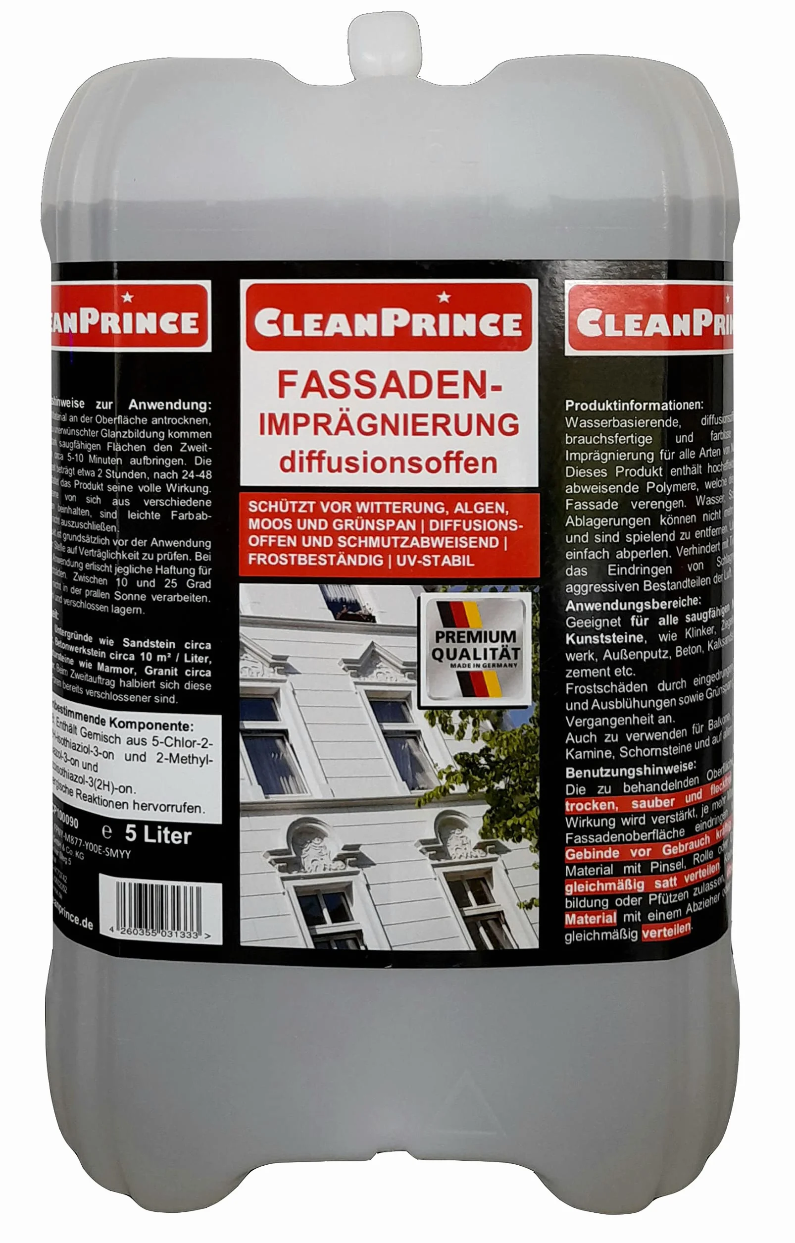 CleanPrince Impregnante per Pietra 5 Litri Rivestimento Protettivo