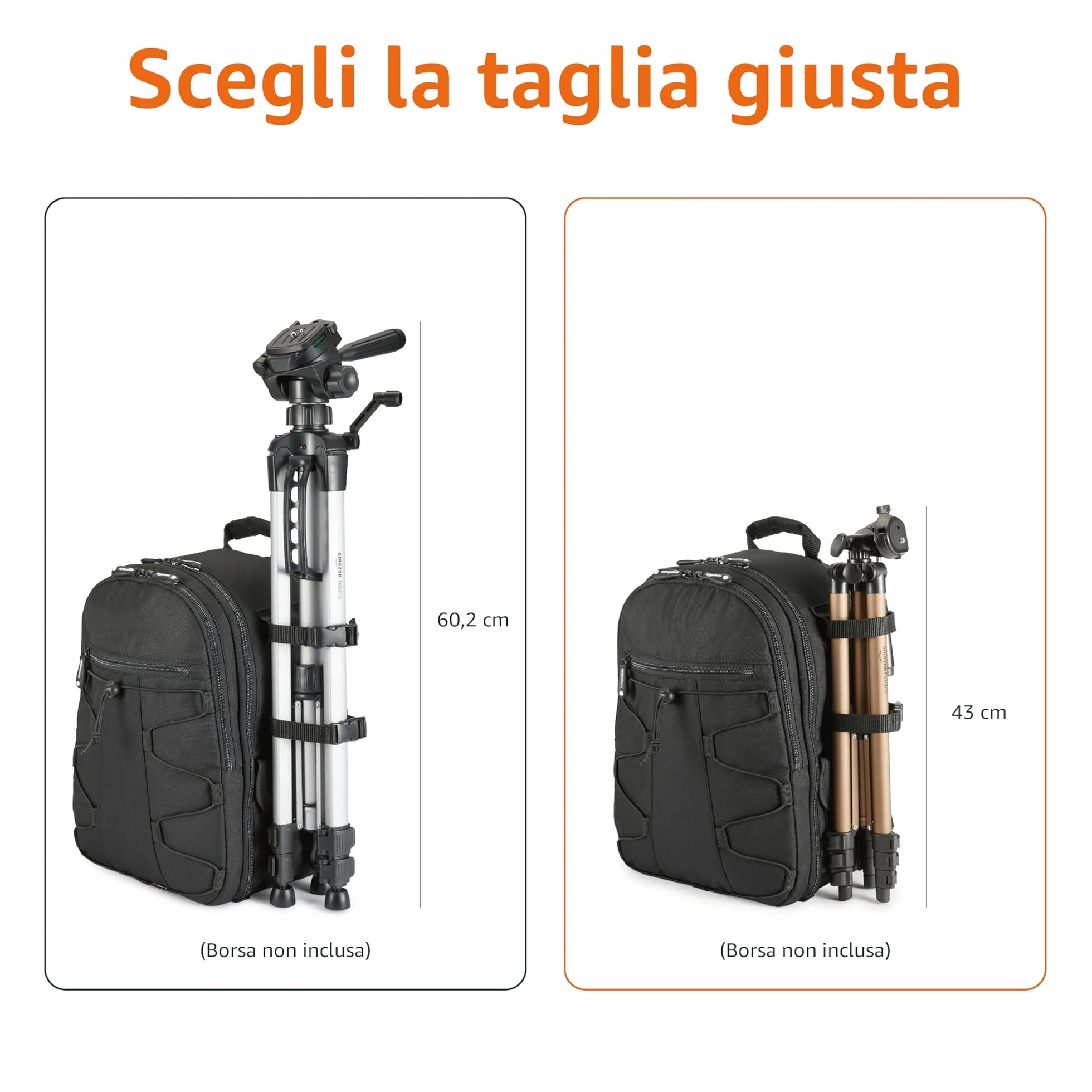 Amazon Basics Treppiede per Fotocamera 127cm, Leggero, con Borsa, per DSLR, Champagne
