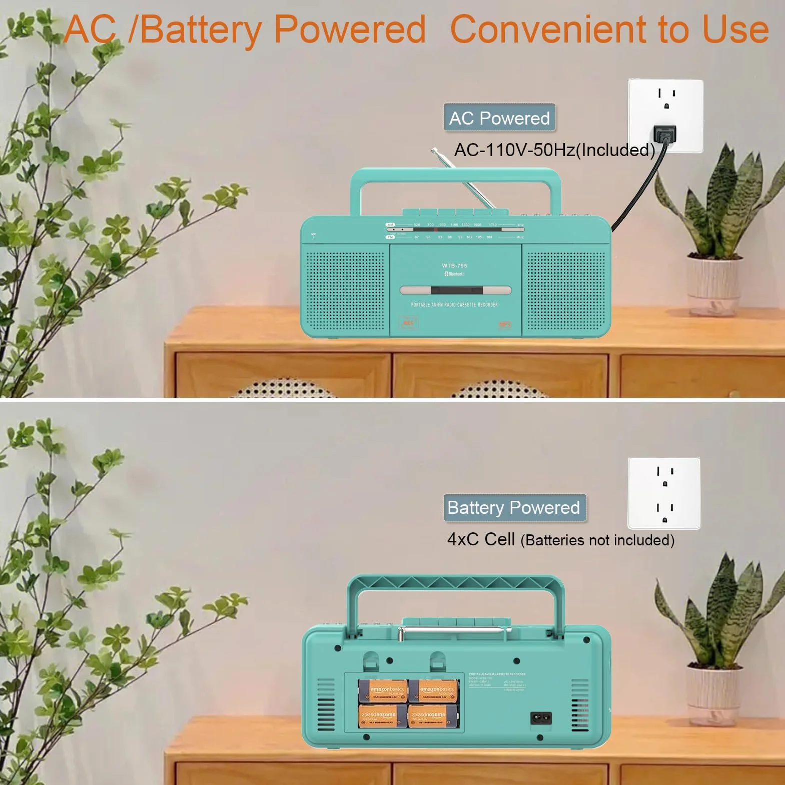 Lettore Audio Cassette Portatile USB Bluetooth Radio Stereo AM FM Registratore Microfono Convertitore MP3 Jack Auricolare Verde