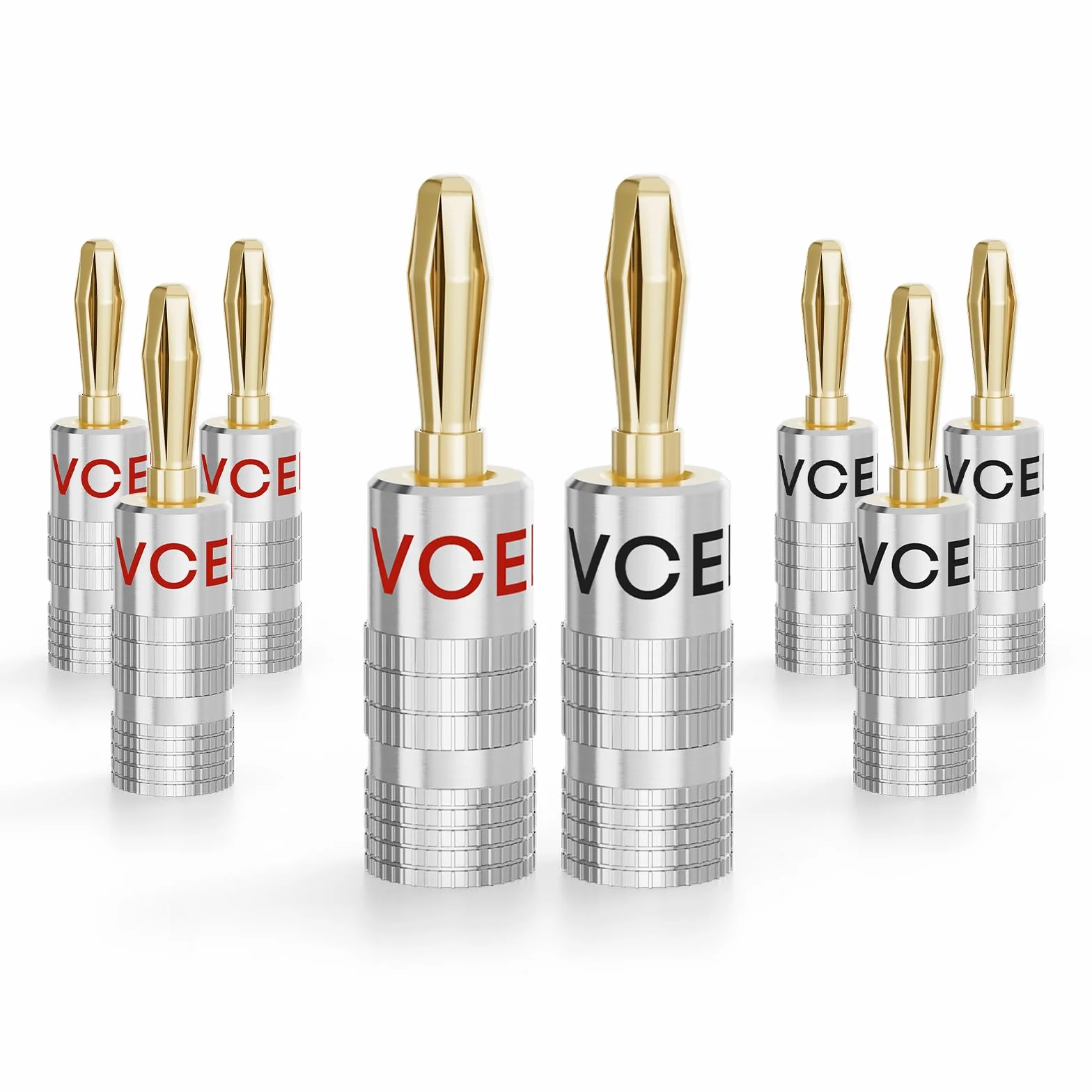 VCELINK Connettori a Banana Placcato Oro 24K 0,75-4 mm 8 Pezzi per Altoparlanti Amplificatori Audio