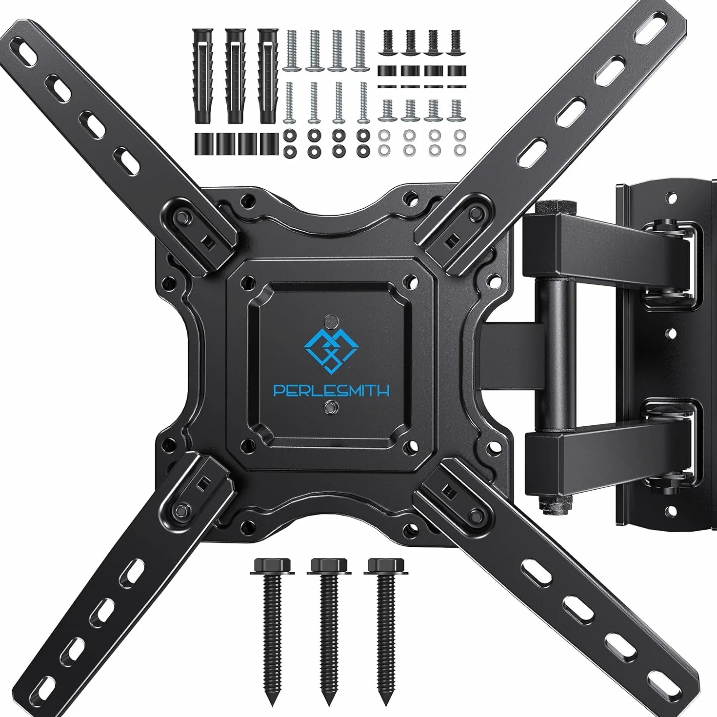 PERLESMITH Supporto TV Parete Inclinabile Orientabile per Schermi 26-60 Pollici LED LCD Curvo 35 kg VESA 400x400 mm