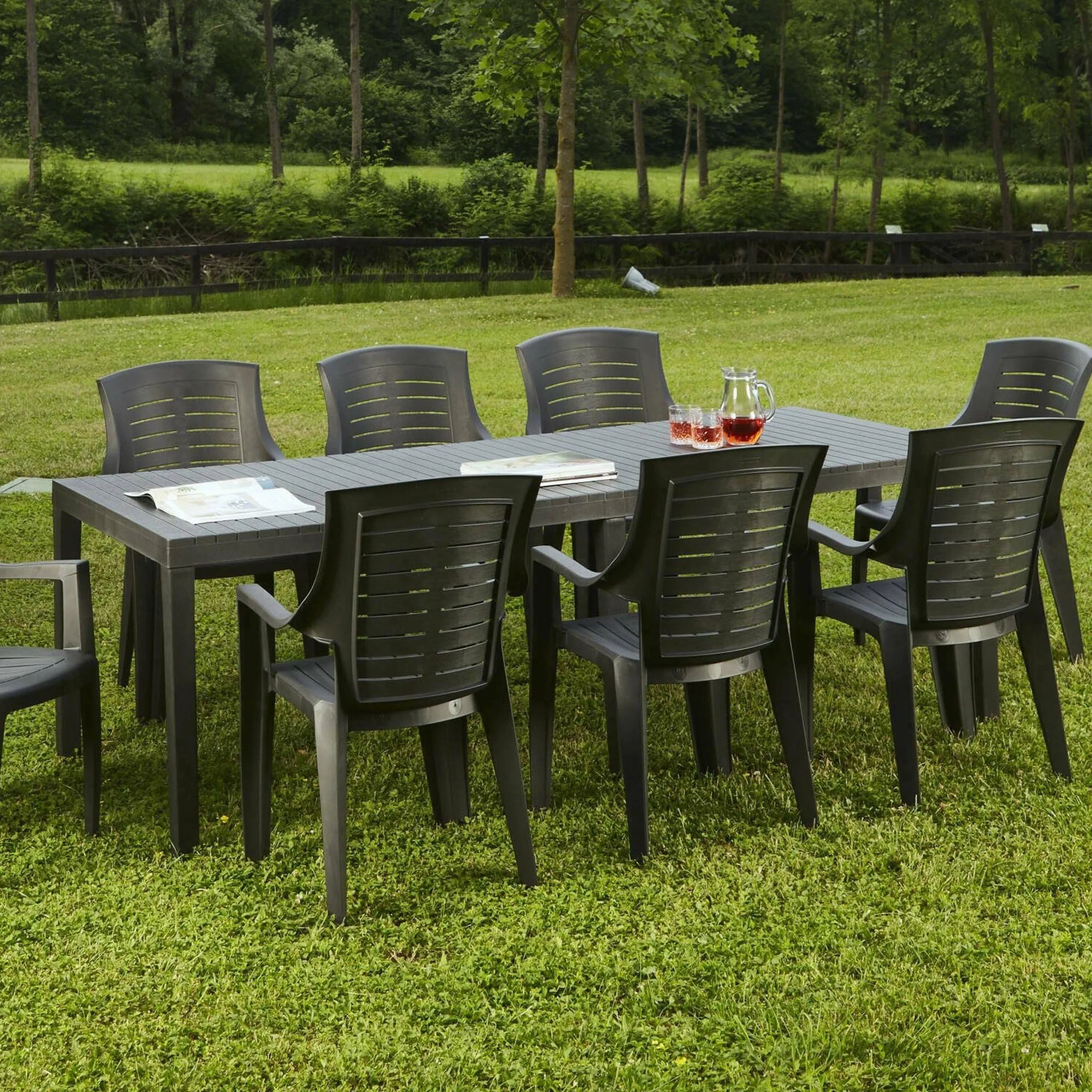 Dmora - Tavolo da esterno Susa, Ripiano rettangolare allungabile da pranzo, Tavolo da giardino estensibile, 100% Made in Italy, 150x90h72 cm, Antracite