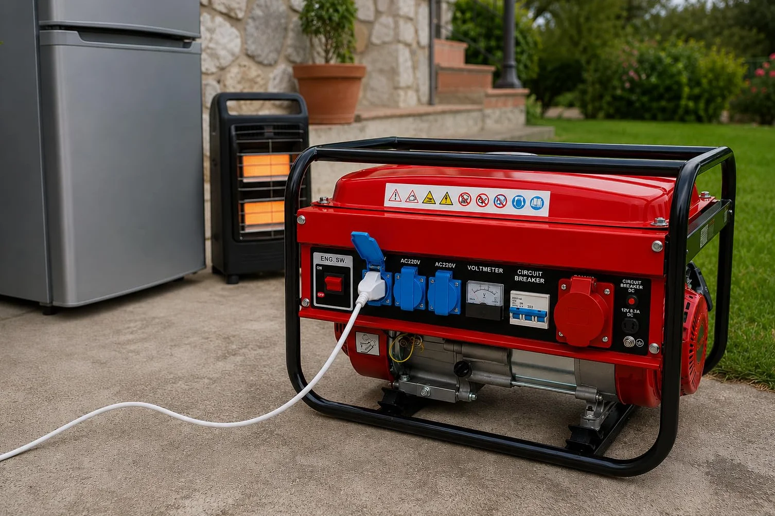 SVE Generatore elettrico a benzina 15 l, 5500 W, 230/380 V, 4 prese (2500 W, trifase, 3000 W, monofase), motore a 4 tempi