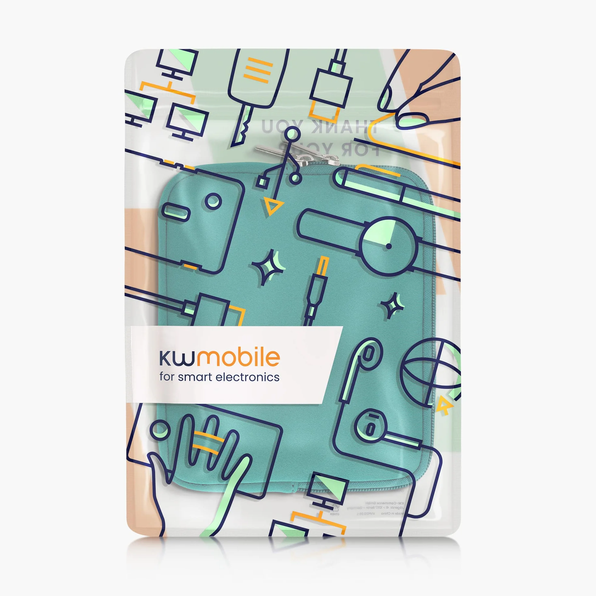 kwmobile Custodia Universale per eReader in Neoprene 17,5 x 14,7 x 1 cm con Chiusura a Zip